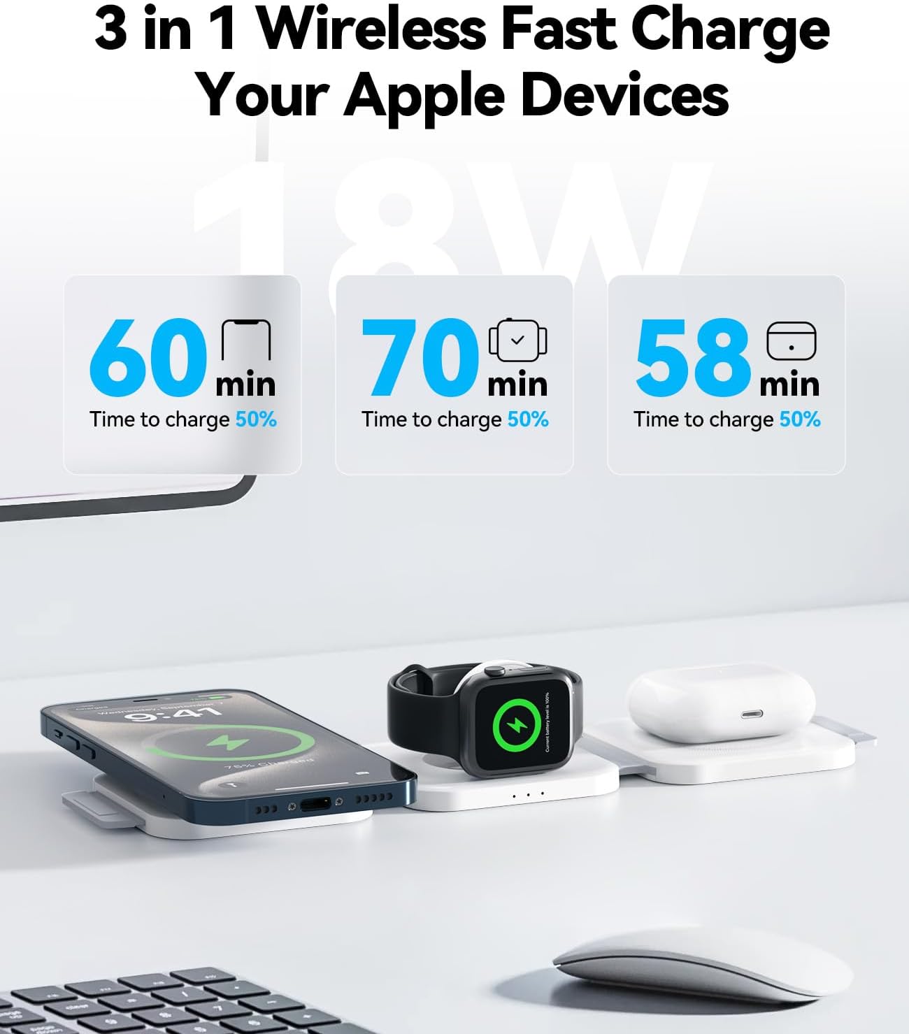 Detalle 2 de 3‑in‑1 Foldable Magnetic Charger Dock for iPhone 17