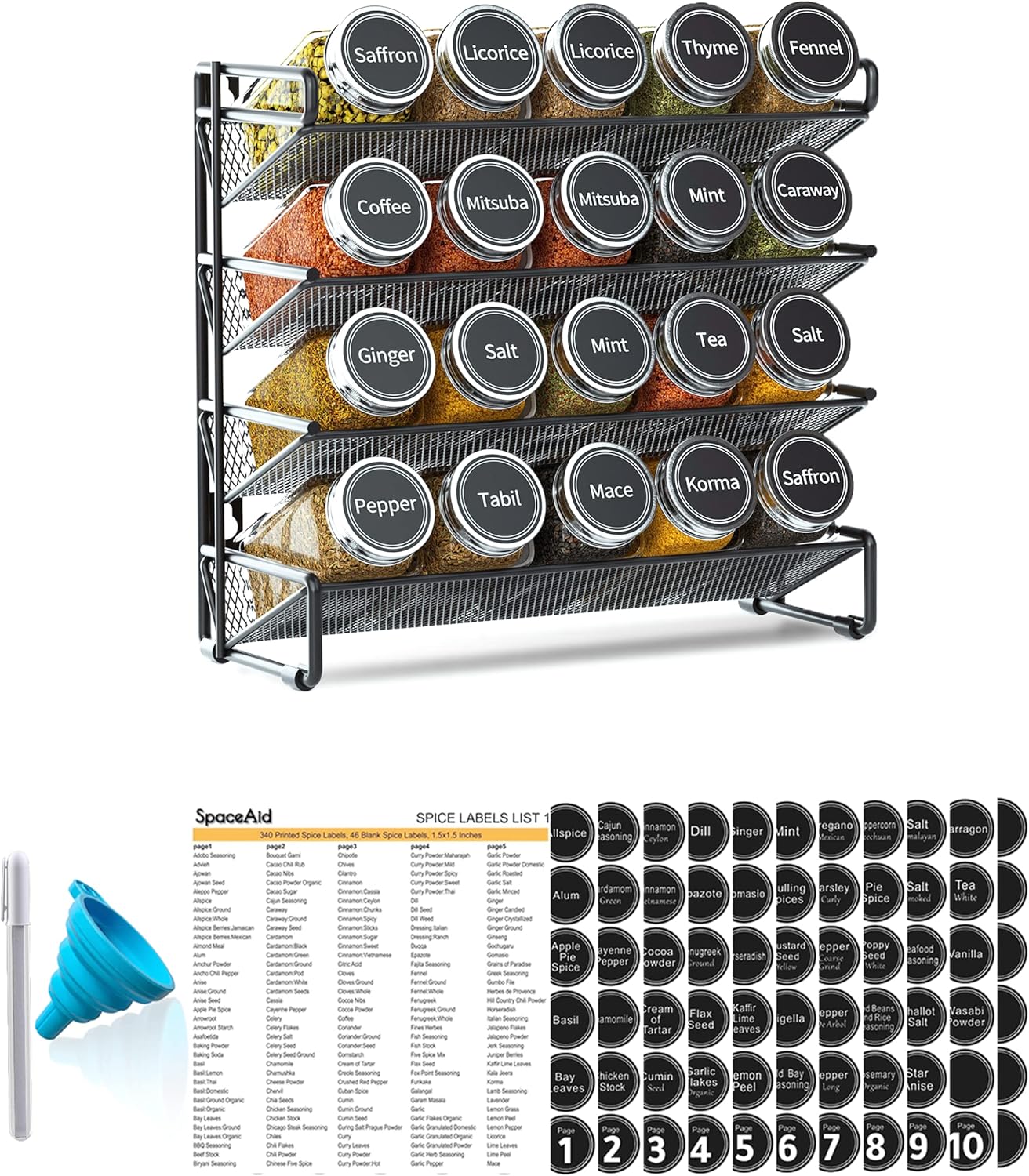 Detalle de SpaceAid Spice Rack Organizer with 20 Jars and 386 Labels