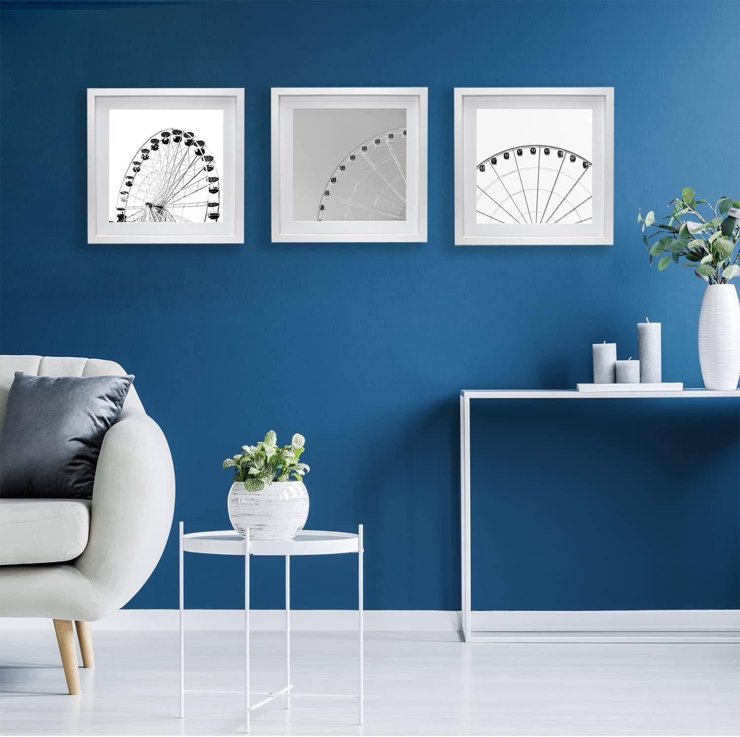 Detalle de YiPinYin White 12x12in Square Picture Frame Set of 3 (30x30cm) with Mount