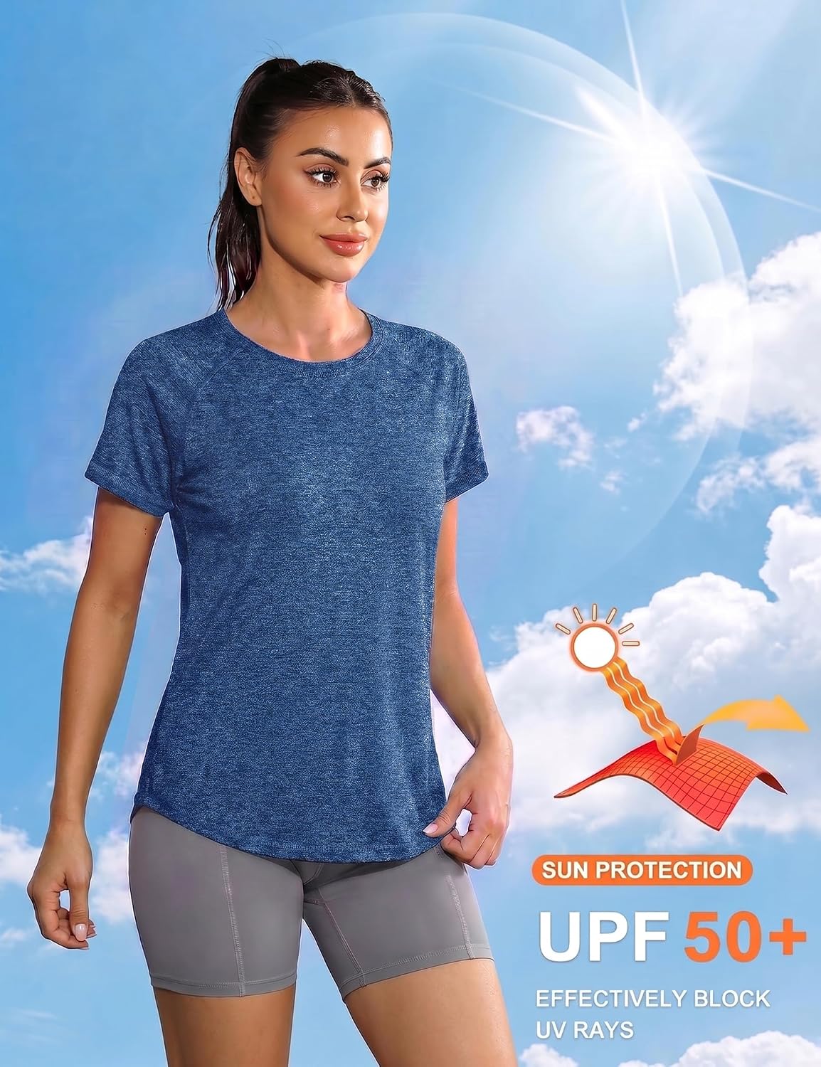 Detalle 2 de Gyabnw Maglie Palestra Donna – Manica Corta in Tessuto Mesh, Girocollo, Abbigliamento Fitness