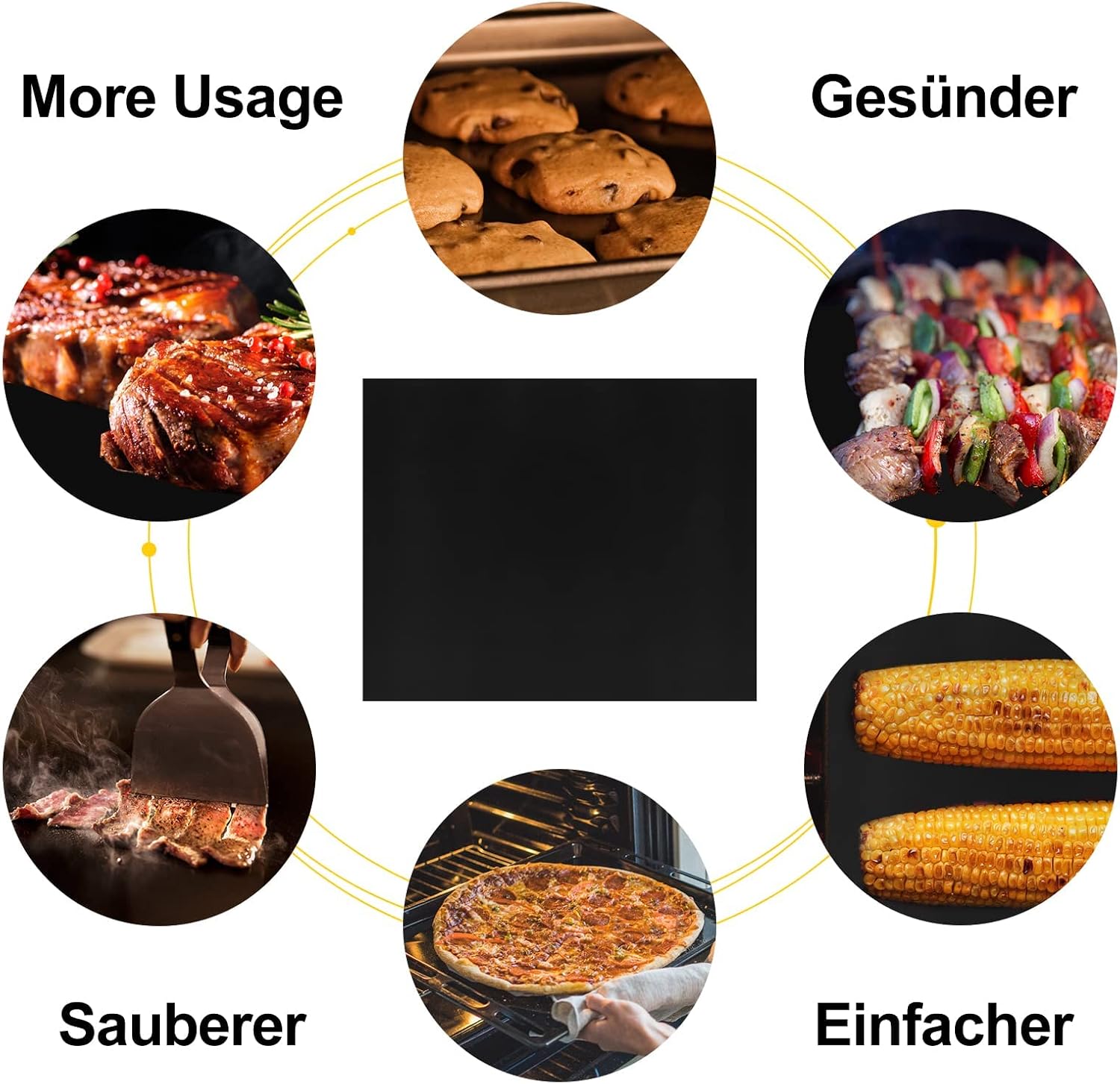Thumbnail 6 de DIKER Grillmatte für Gasgrill (5er Set) 50x40 cm – wiederverwendbare Antihaft-Grillmatten