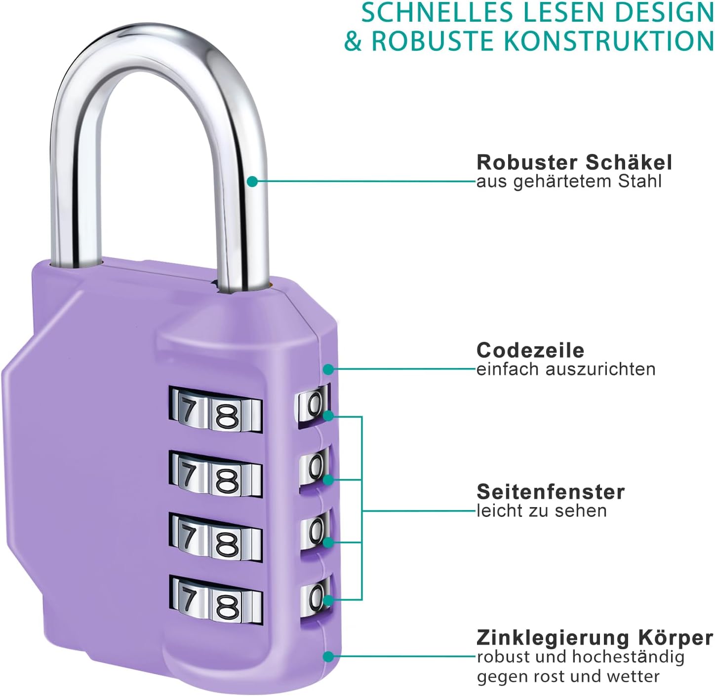 Thumbnail 2 de ZHEGE Zahlenschloss 4-stellig mit Zahlencode