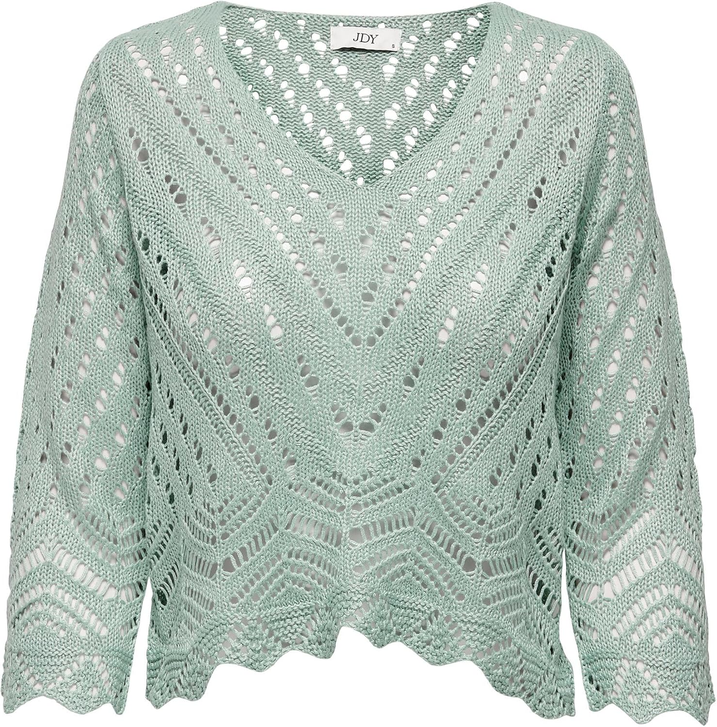 Detalle de JDY Damen Jdynew Sun 3/4 Cropped Pullover KNT Noos Gehäkeltes Hemd Mit V-Ausschnitt