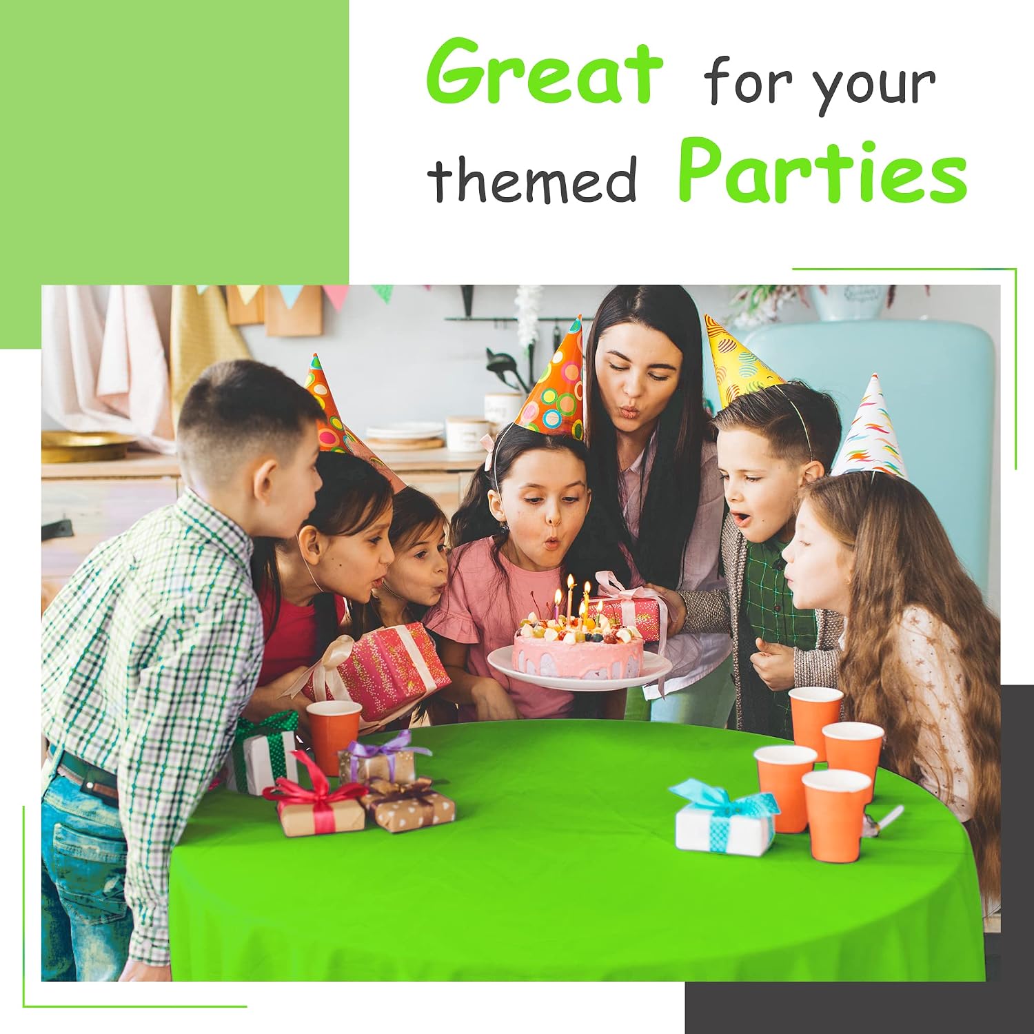 Detalle de 14-Pack Premium Lime Green Plastic Tablecloth (54 x 108 in) for Rectangle Tables