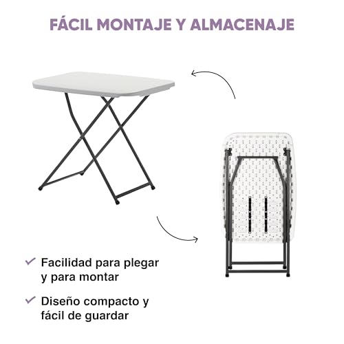 Thumbnail 6 de KG KITGARDEN Mesa Plegable Auxiliar con Altura Ajustable 50x75x56–73 cm (Blanca)