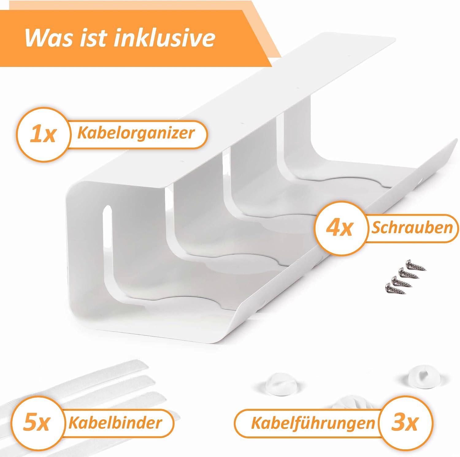 Detalle 2 de Stilemo Kabelkanal Schreibtisch 2er Set Weiß 43x12x10 cm