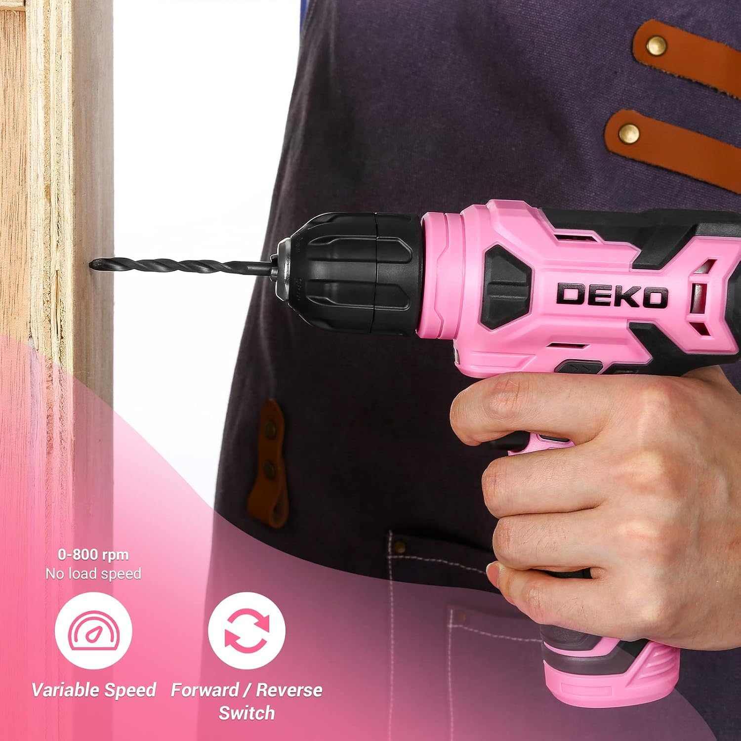 Detalle 2 de DEKOPRO DKCD08XL02-S2-EU-P 8V Cordless Drill with 3/8-Inch Chuck