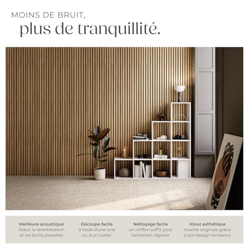 Detalle de tectake – Lot de 2 panneaux acoustiques muraux et plafond en MDF avec placage bois