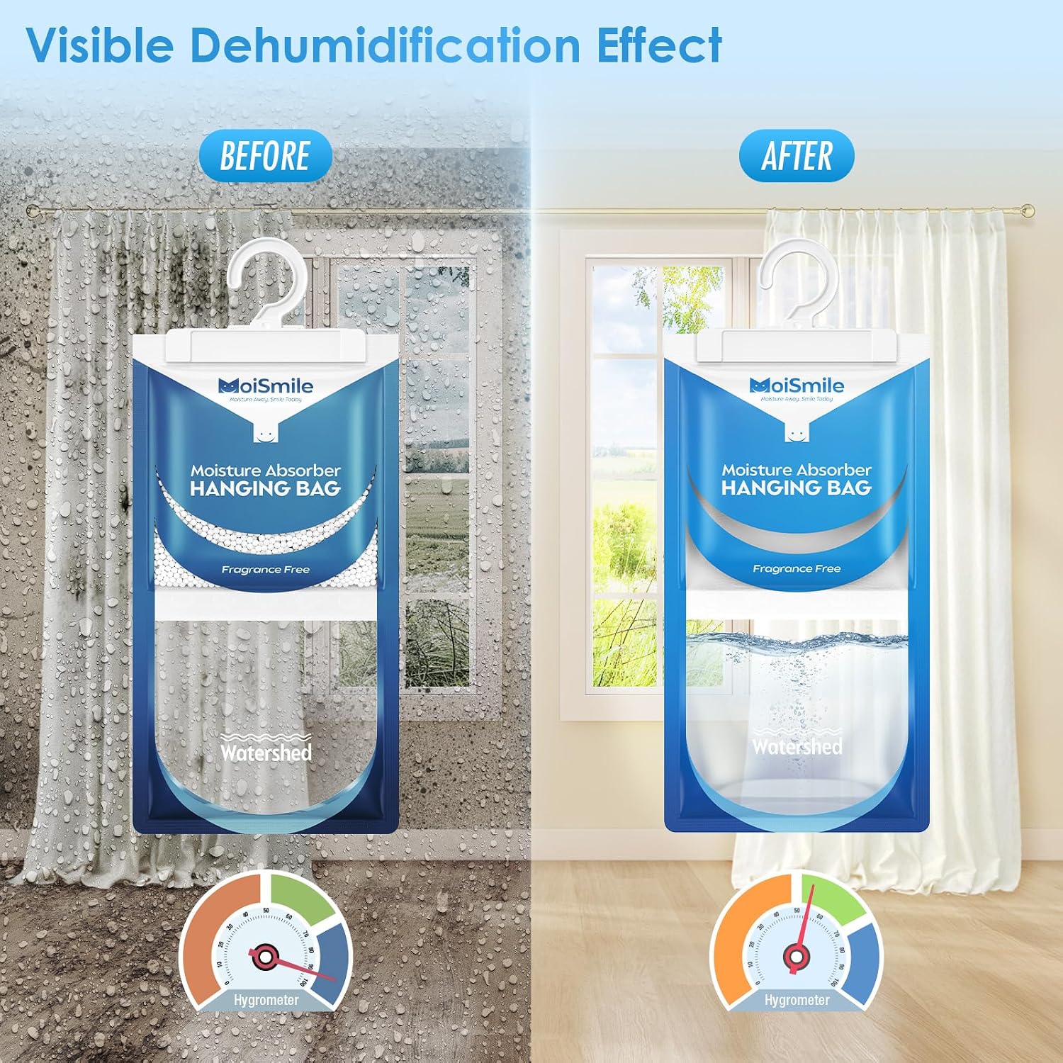 Thumbnail 1 de Moisture Absorbers 10 Pack: Fragrance-Free Hanging Closet Dehumidifier Bags (9.8 OZ Each)