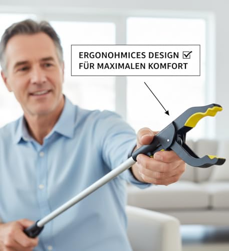 Detalle de ANGEL 2er-Set Greifzange 76 cm – Aluminium Greifhilfe mit Magnetspitze, rutschfestem Griff & faltbarem Design