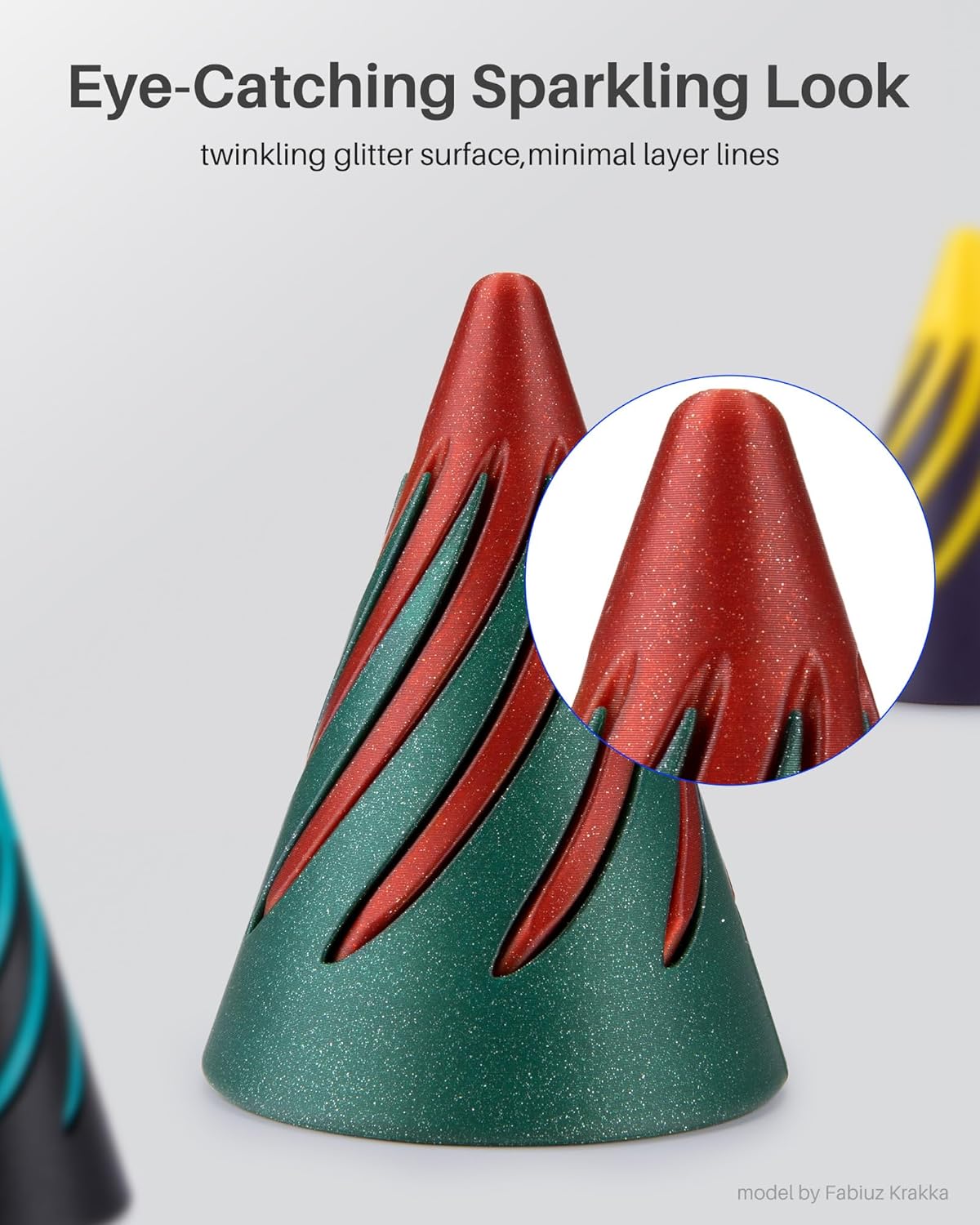 Thumbnail 1 de ELEGOO PLA Filament Sparkle Red 1KG (2.2lbs) - Glittery 1.75mm for Most FDM Printers