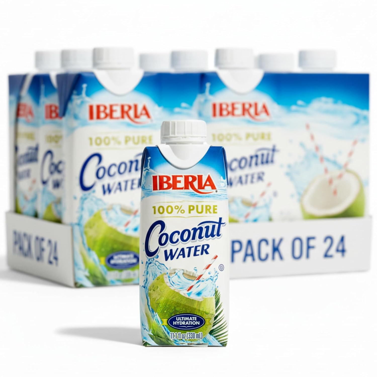 Detalle de Iberia All Natural Coconut Water, 11.1 fl oz Cartons, Pack of 24
