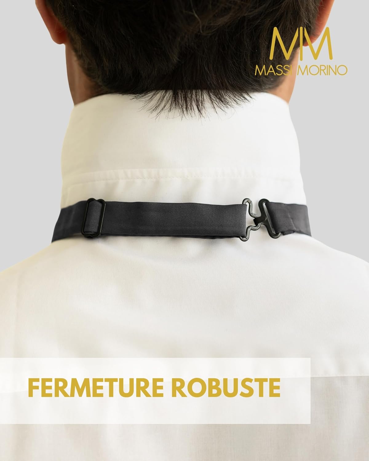 Detalle de Massi Morino nœud papillon homme pré-noué et ajustable, unicolore