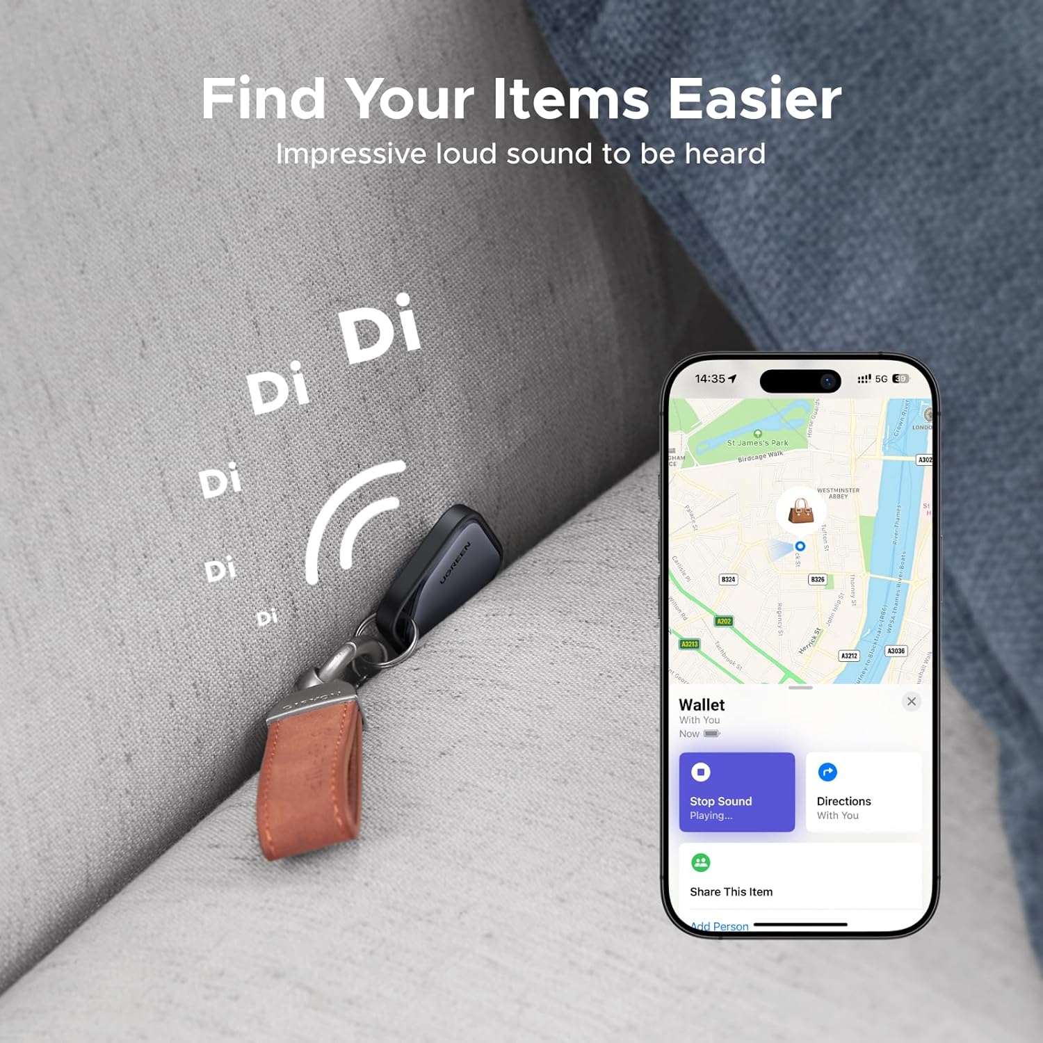 Detalle de UGREEN FineTrack Smart Finder 2 pezzi