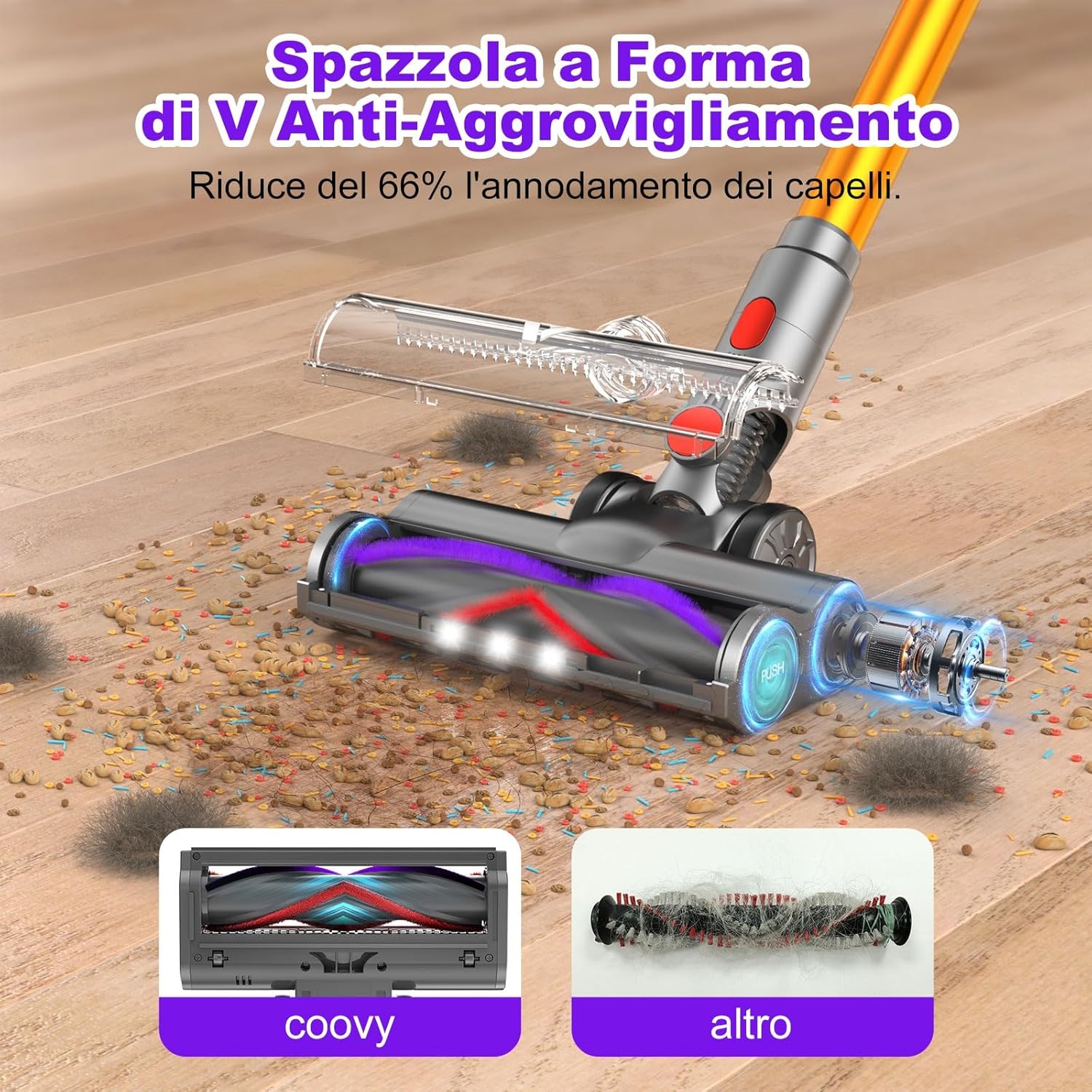 Thumbnail 5 de Coovy SU7: Aspirapolvere a batteria 580W 55KPa, autonomia fino a 75 minuti, senza fili