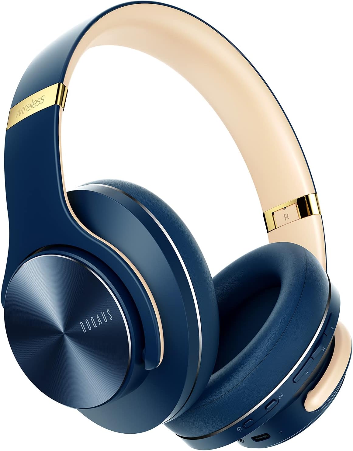Detalle de DOQAUS Bluetooth Headphones Over Ear (Bluetooth 5.3, up to 90 hours, 3 EQ modes) — Navy Blue