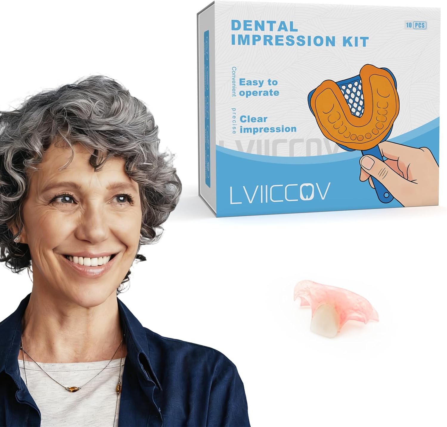 Detalle de Iviiccov Custom 1-Tooth Partial Denture, Removable Flipper with Storage Case