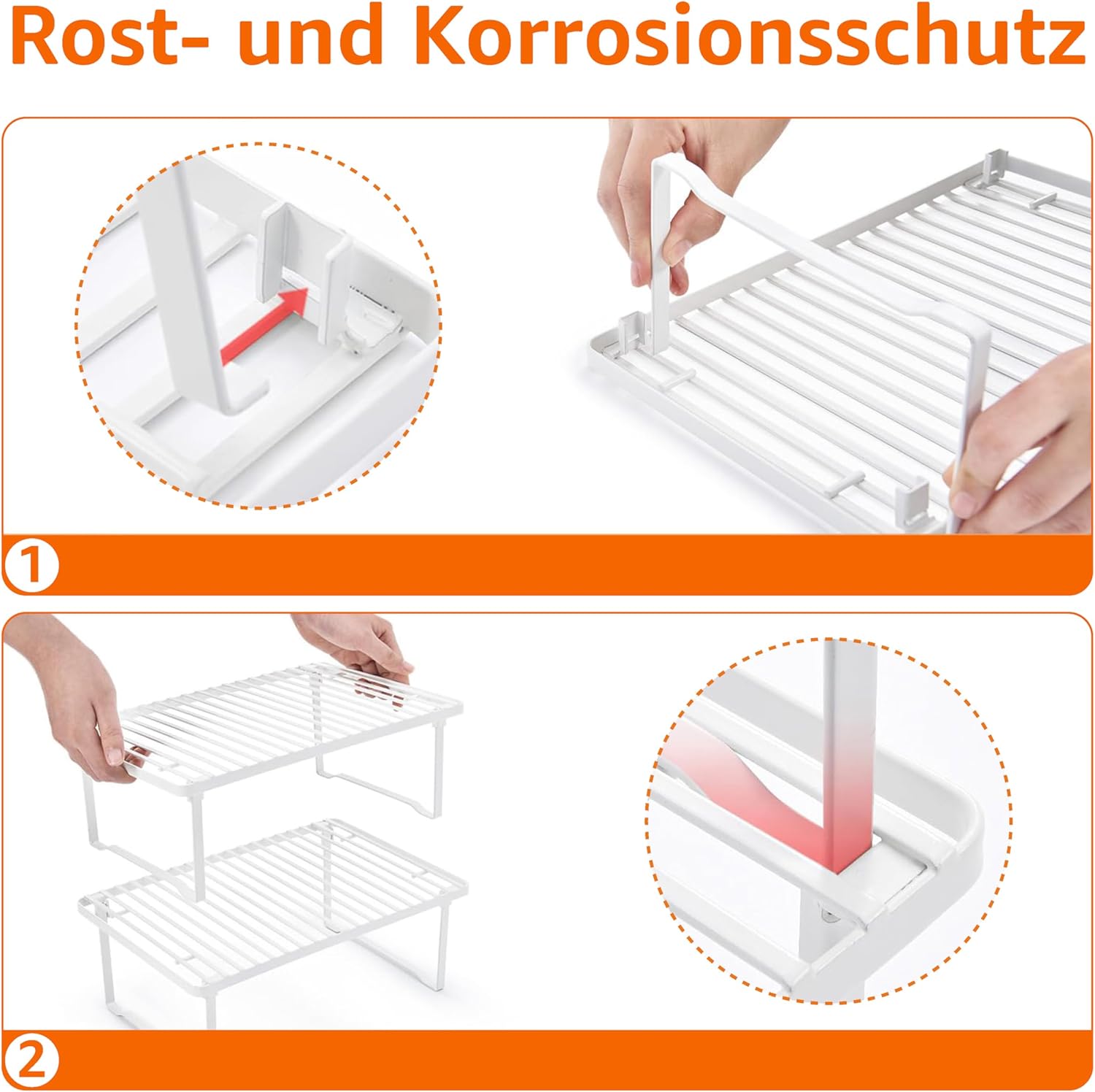 Thumbnail 3 de Amazon Basics Legierter Stahl Aufbewahrungsregale für die Küche, stapelbar, Weiß