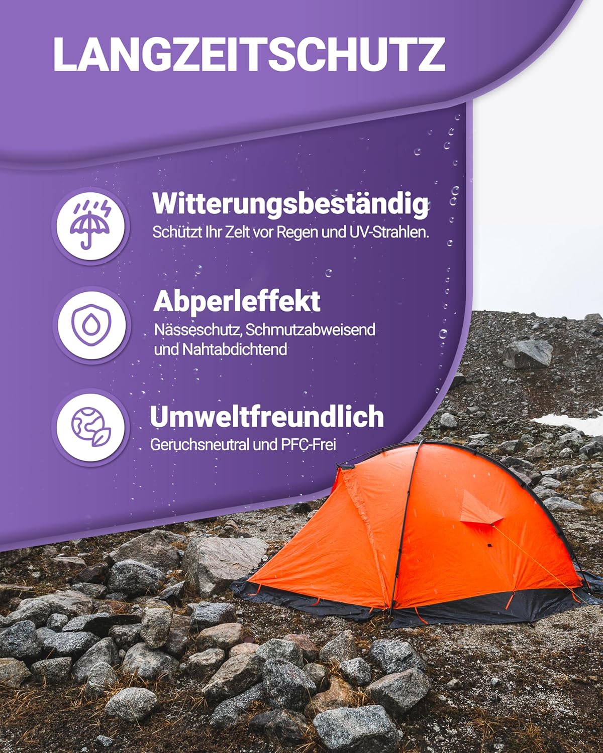Thumbnail 1 de Alpenwert Zelt & Pavillon Imprägnierspray LANGZEIT-ABPERL-Schutz – langanhaltender Wasserschutz Made in Germany