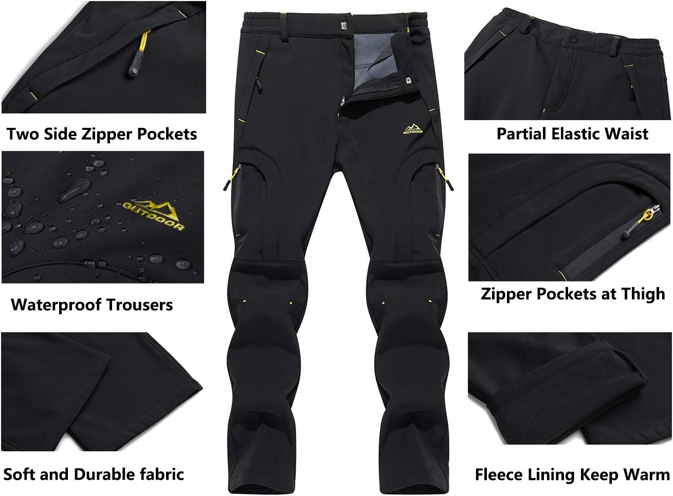 Detalle de EKLENTSON Men's Waterproof Softshell Hiking Trousers