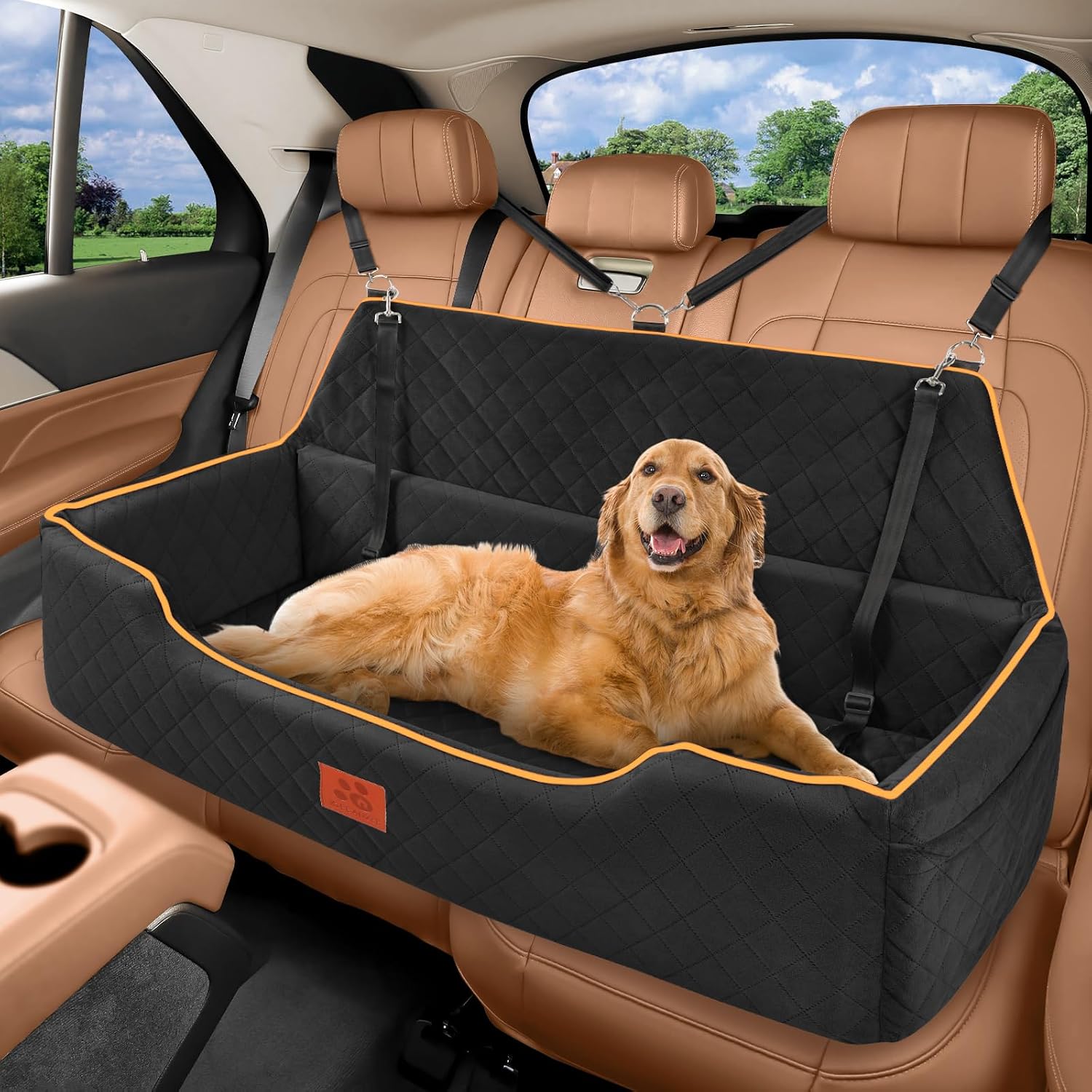 Detalle de GL GLENSLAVE großer Hundekindersitz für Auto (Memory-Schaum) bis 100 Pfund – abnehmbar & waschbar