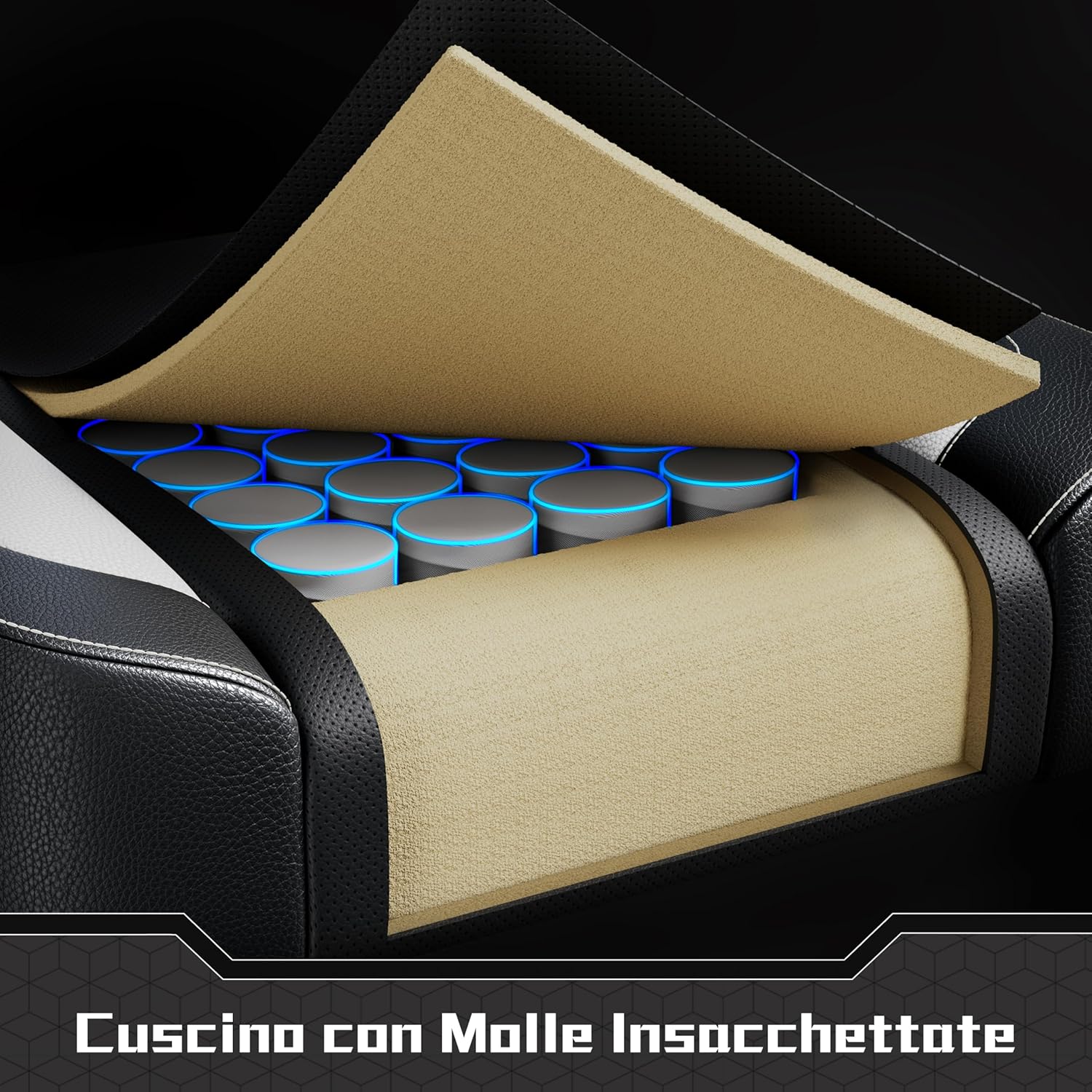 Detalle de Yaheetech Sedia da Gaming Ergonomica con Cuscino Massaggio Lombare – Bianco