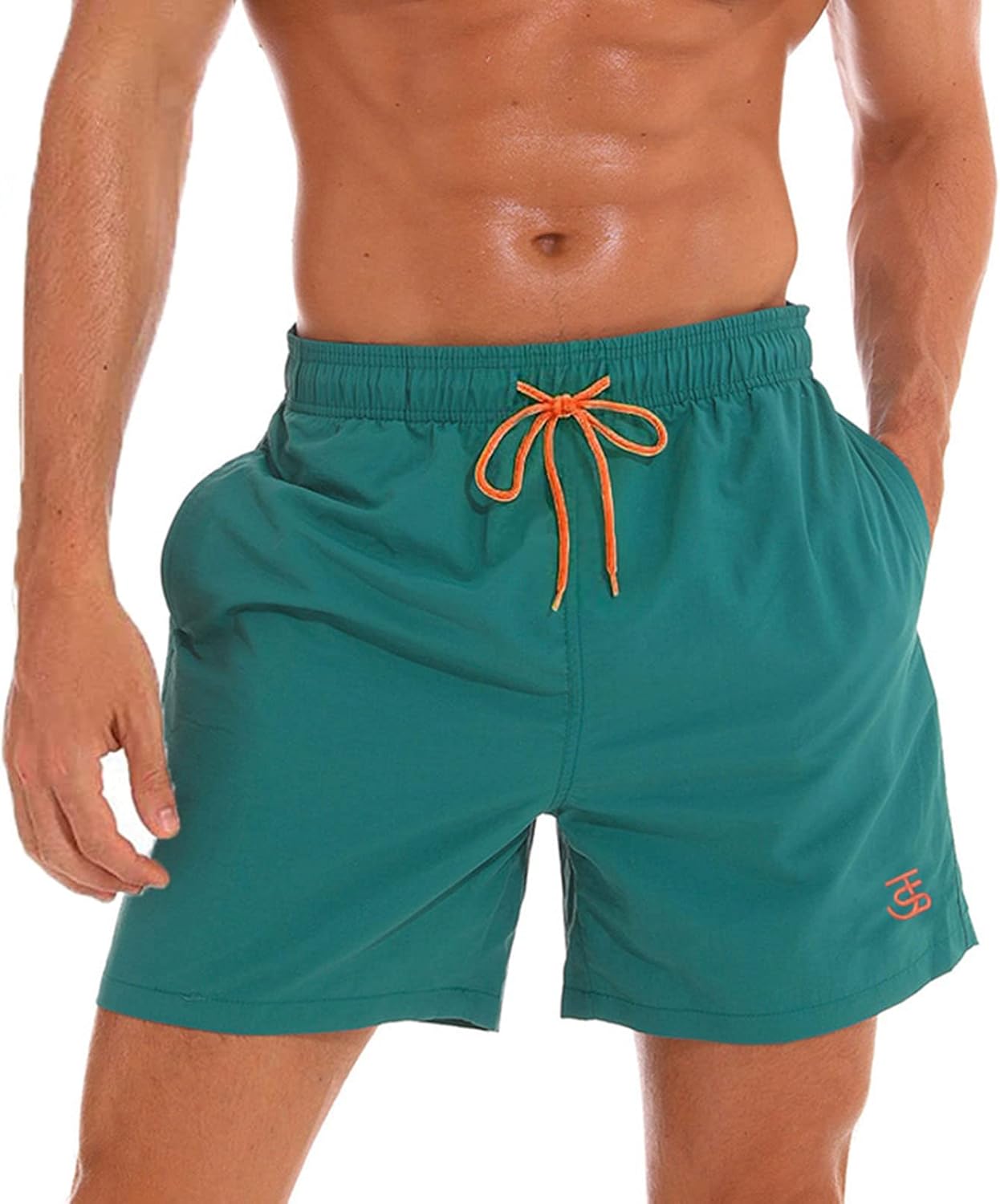 Detalle de JustSun Badehose Herren Schnelltrocknend Boardshorts mit Mesh-Futter und Verstellbarem Tunnelzug