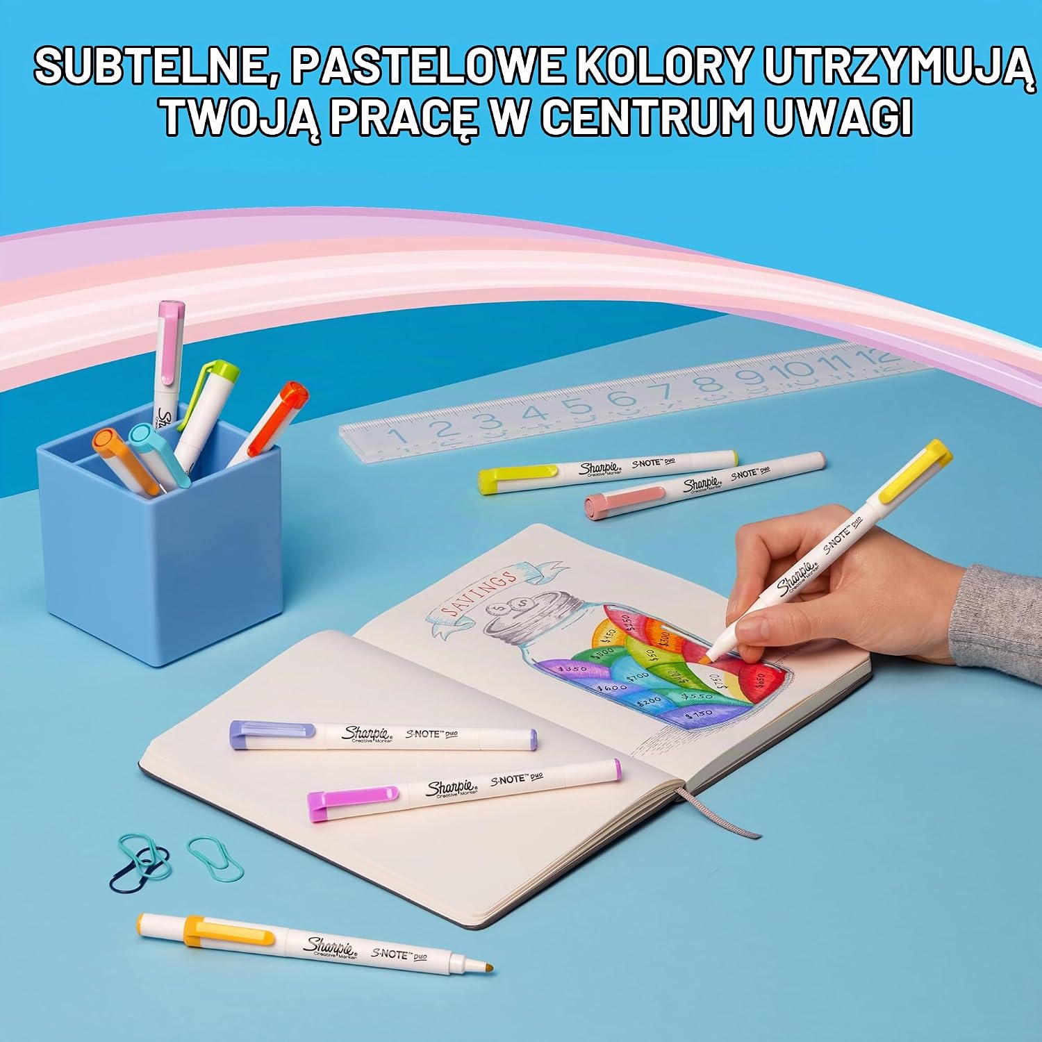 Thumbnail 5 de Sharpie S-Note Duo – dwustronne zakreślacze i markery, 16 pastelowych kolorów