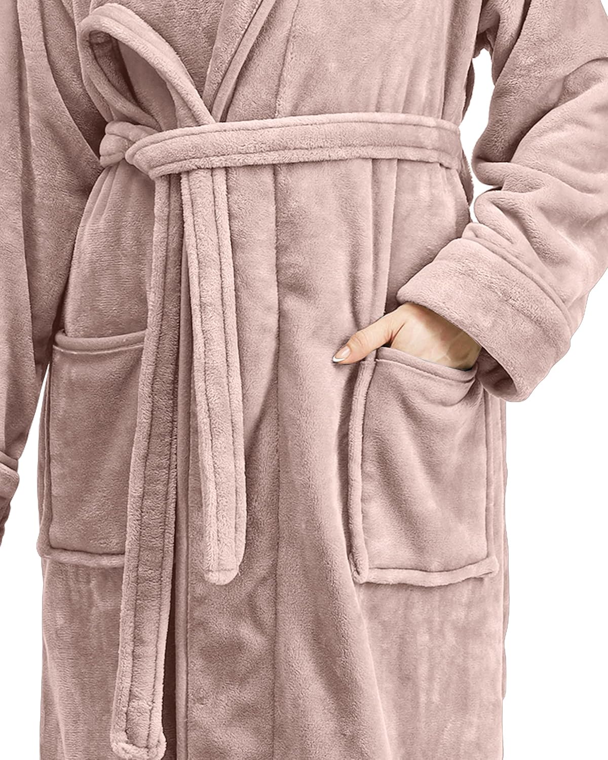 Thumbnail 5 de NY Threads damesbadjas van microvezelflanel fleece met capuchon en zakken