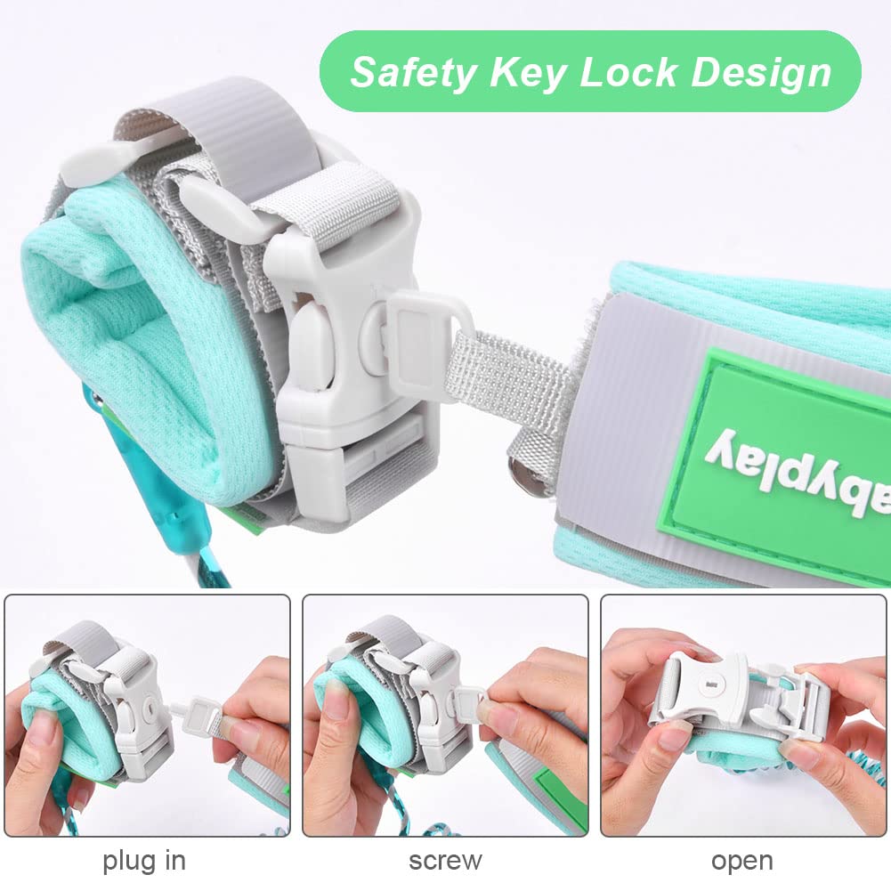 Detalle 1 de AOMIG Baby Anti-verloren Gürtel mit 360° drehbarer Handgelenk-Leine (Sicherheitsschloss) – Grün
