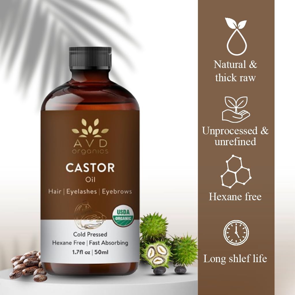Detalle de AVD Organics Castor Oil 50ml with Eyebrow & Eyelash Brush