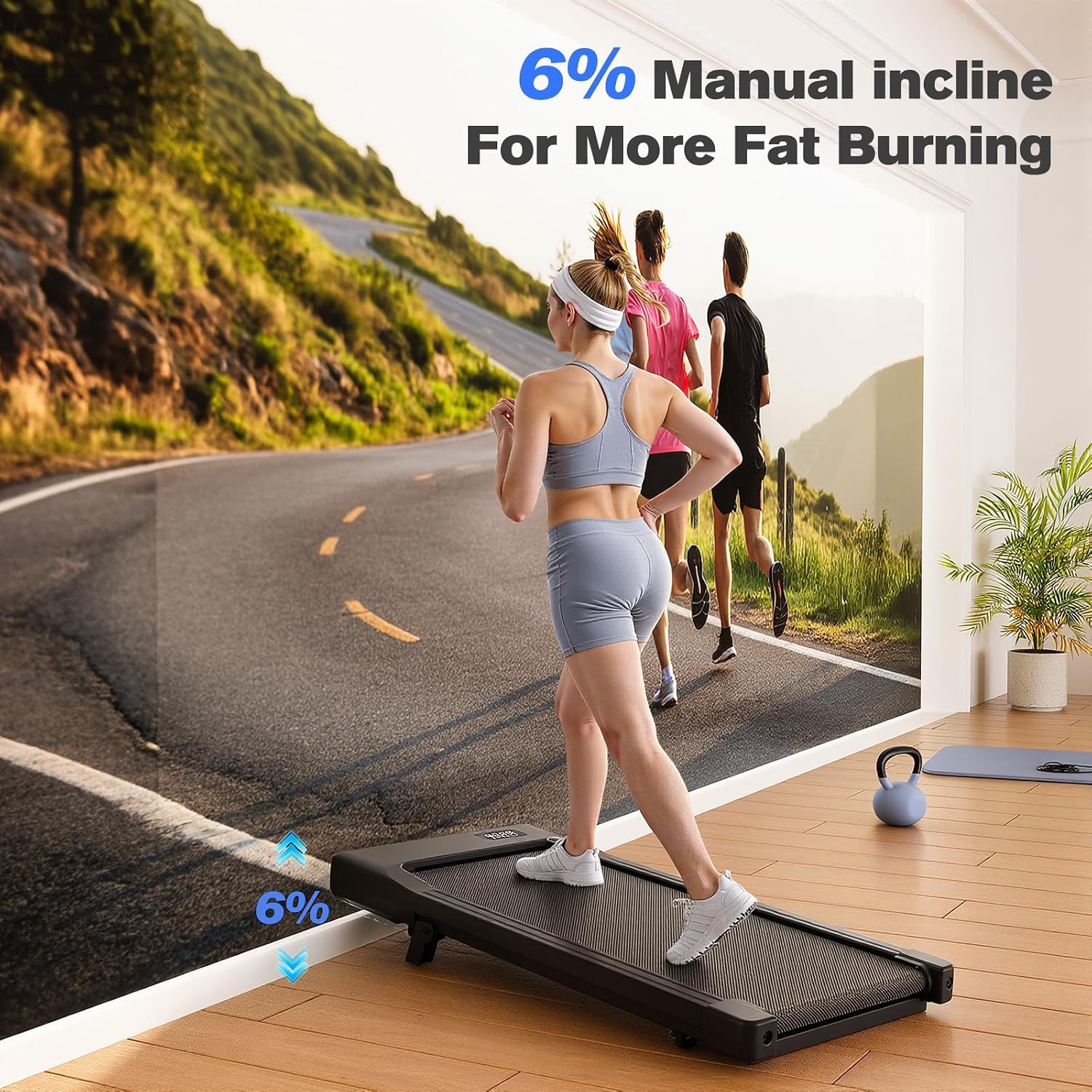 Detalle 2 de Lacuffy BA Walking Pad Treadmill with 6% Incline and 2.5 HP Motor