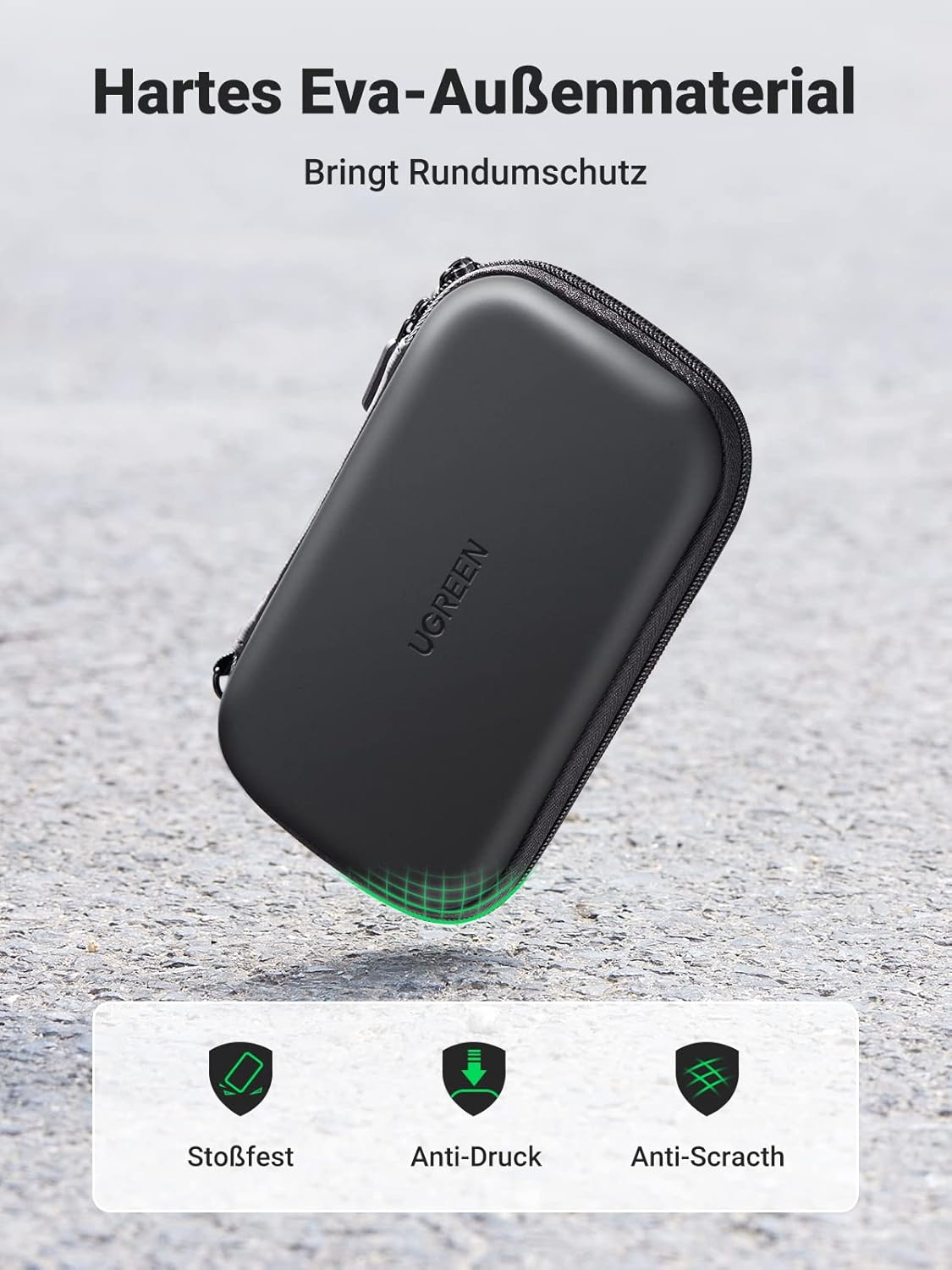 Detalle 2 de UGREEN Festplattentasche für SanDisk SSD und externe 2,5" HDD – EVA-Case mit Fächern