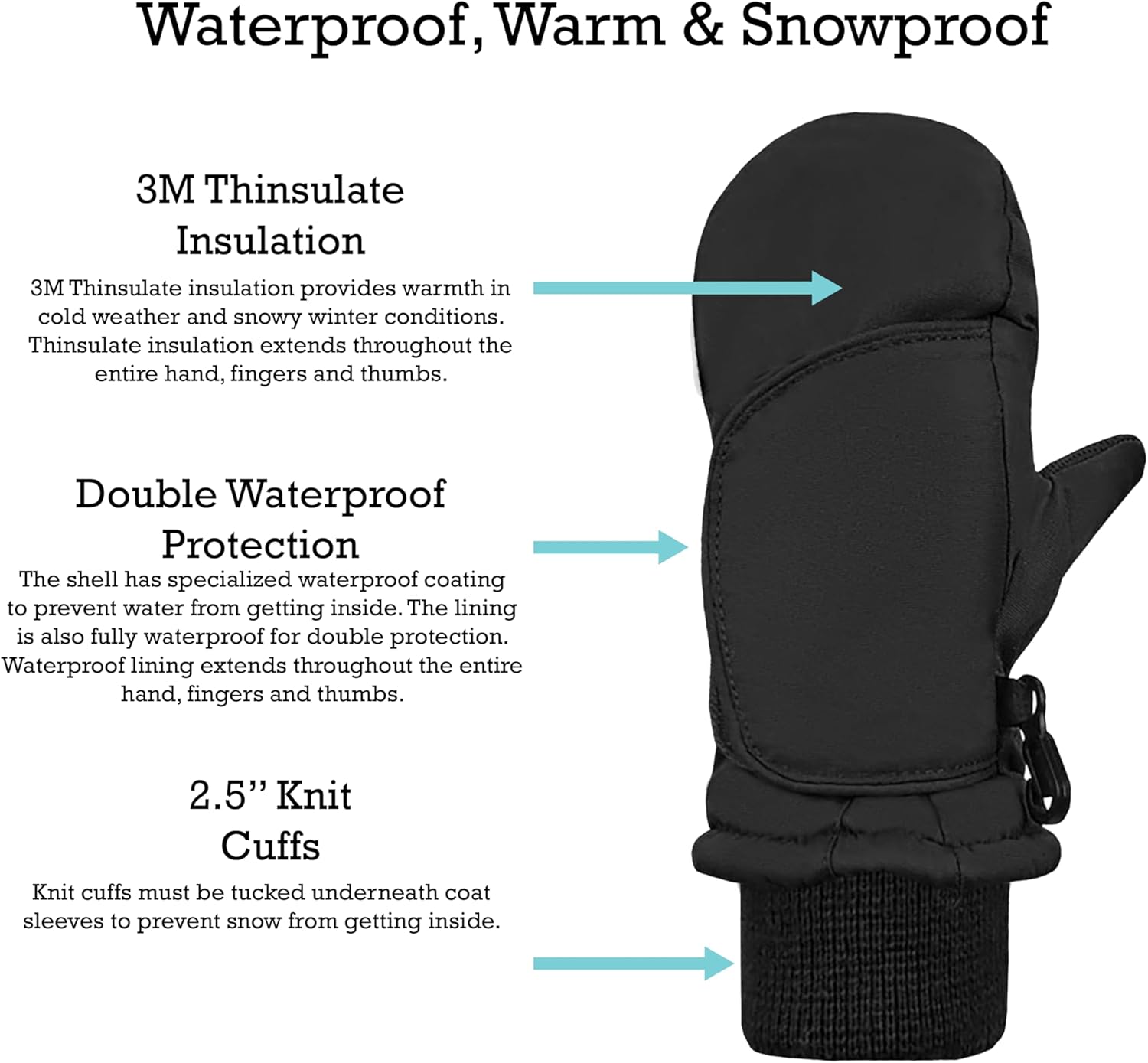 Thumbnail 3 de N'Ice Caps Kids Waterproof Snow Mittens ⚡