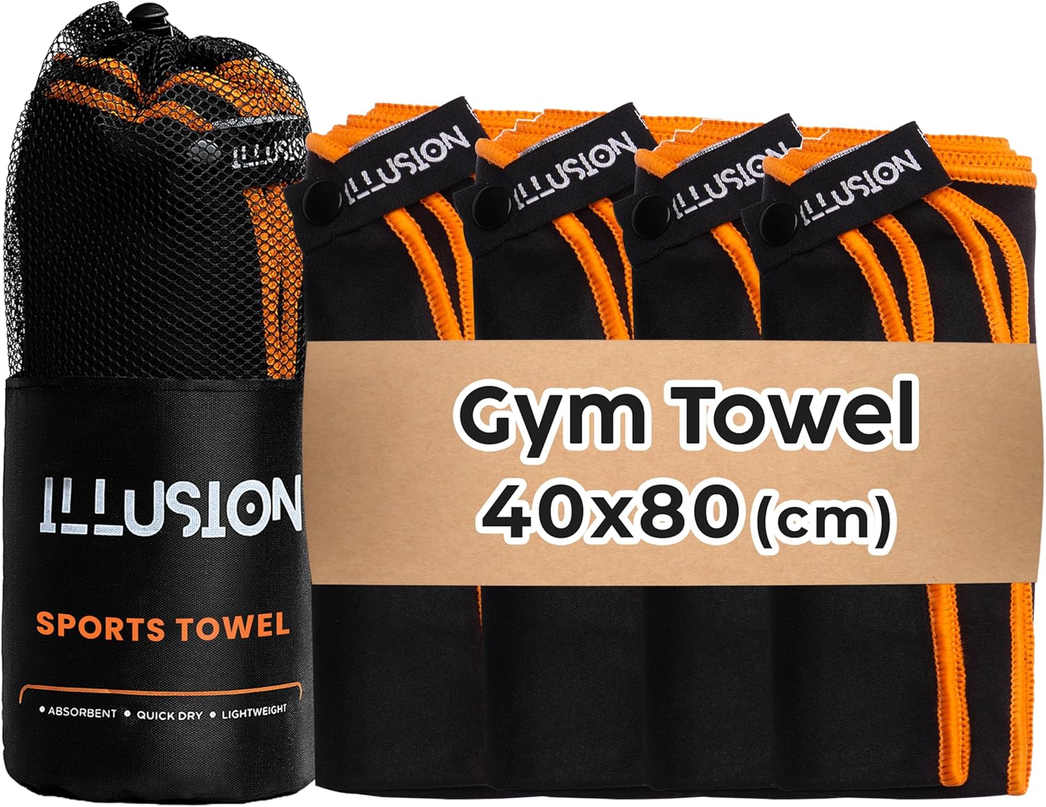 Detalle de Illusion Small Microfibre Gym Towel (40x80cm) – Quick-Dry, Lightweight Travel Towel for Active Sports
