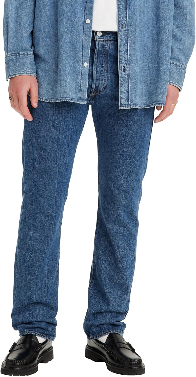 Detalle de Levi's 501 Original mit Knopfleiste Herren-Jeanshose – Straight Fit