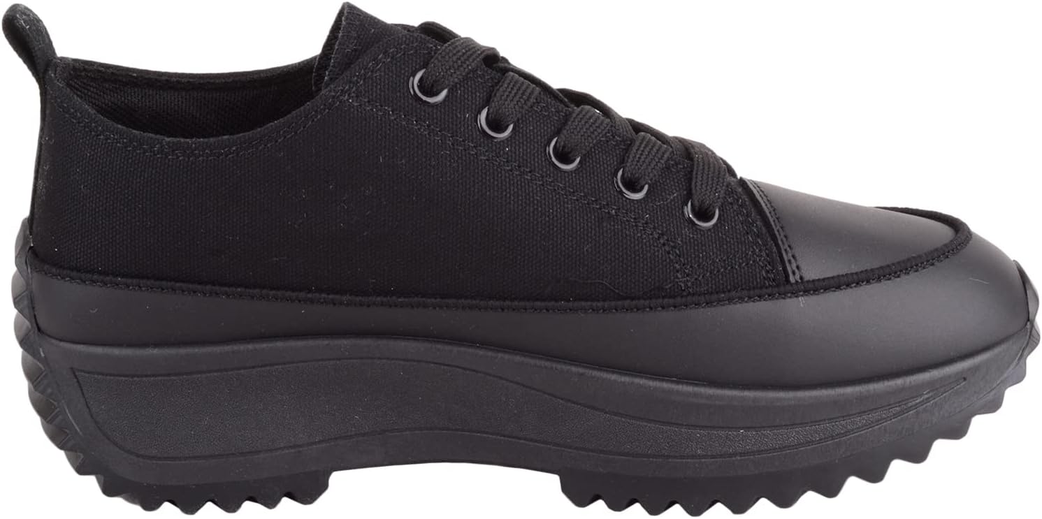Detalle 2 de Womens Easy Lace Up Low Top Canvas Chunky Sole Trainers