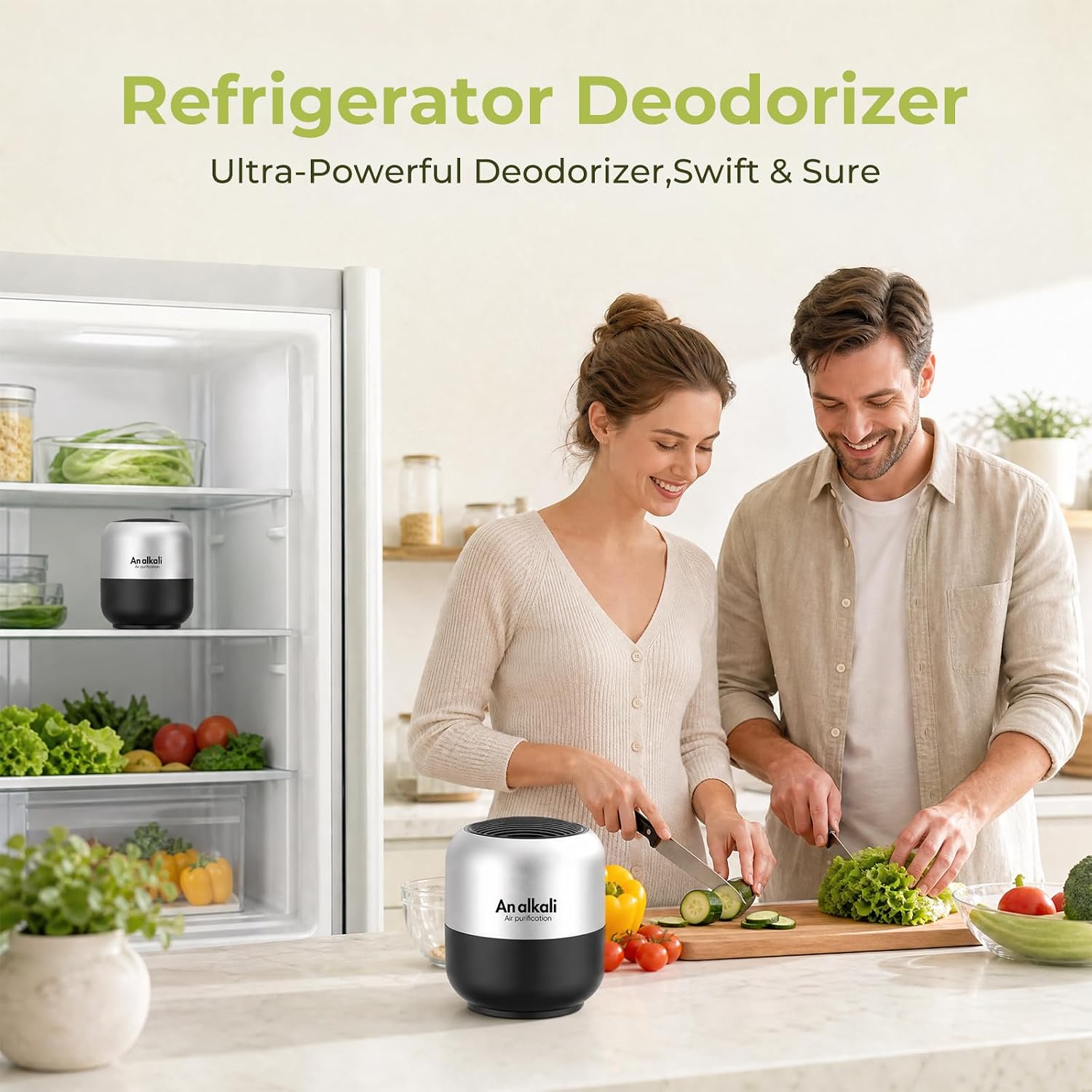 Detalle 2 de 4-Pack Refrigerator Deodorizer, Black, AOP Alkali Technology, No Power Needed