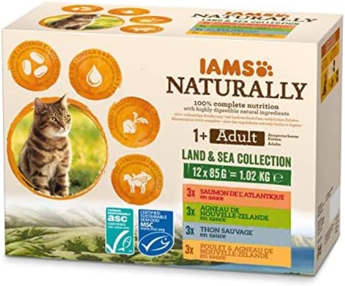 Detalle de IAMS Naturally nourriture humide pour chat stérilisé ou non – sachets fraîcheurs (12 x 85 g)