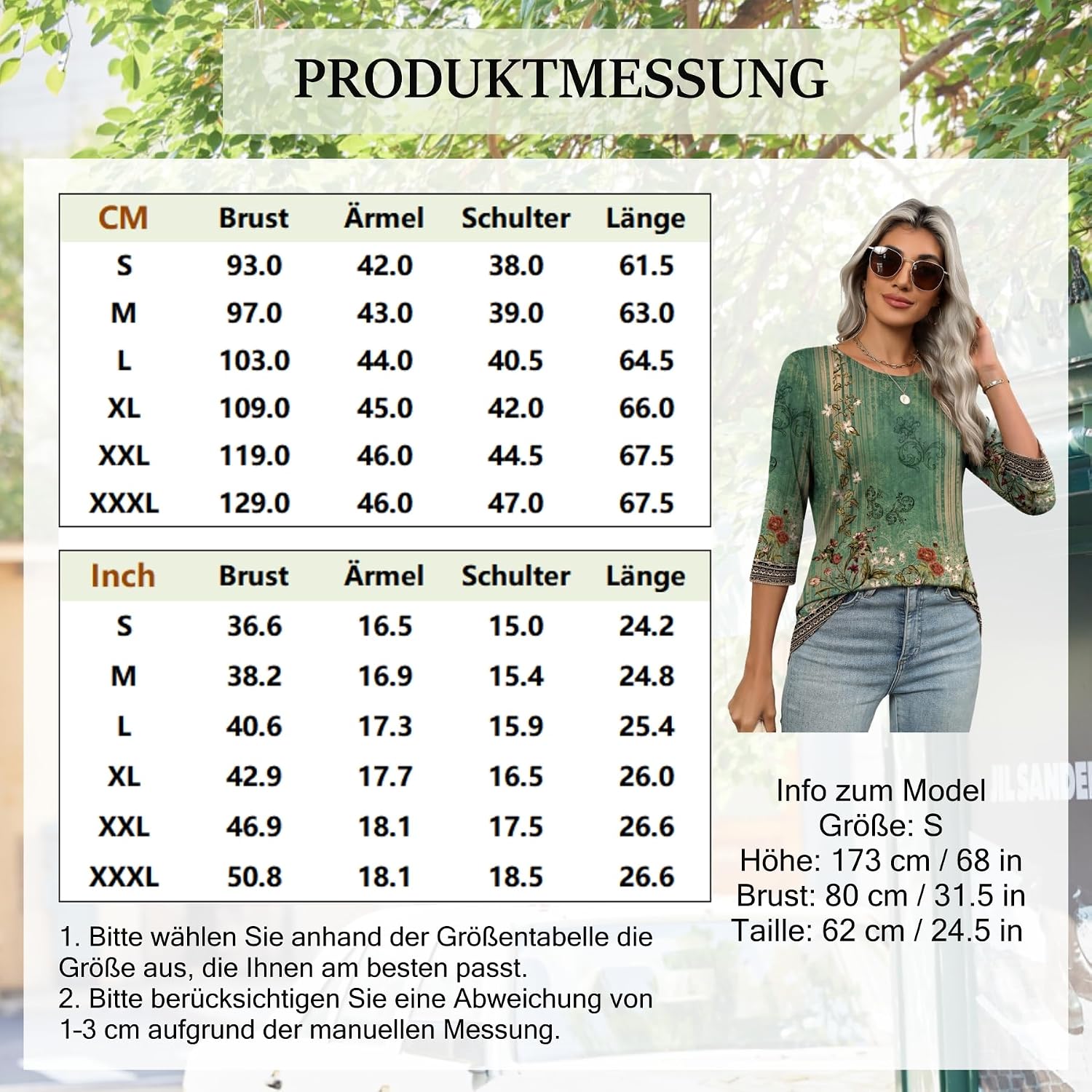Thumbnail 5 de Zeagoo T-shirt femme à manches 3/4 basic col rond (S à 3XL) – polyester & élasthanne, style chemisier décontracté