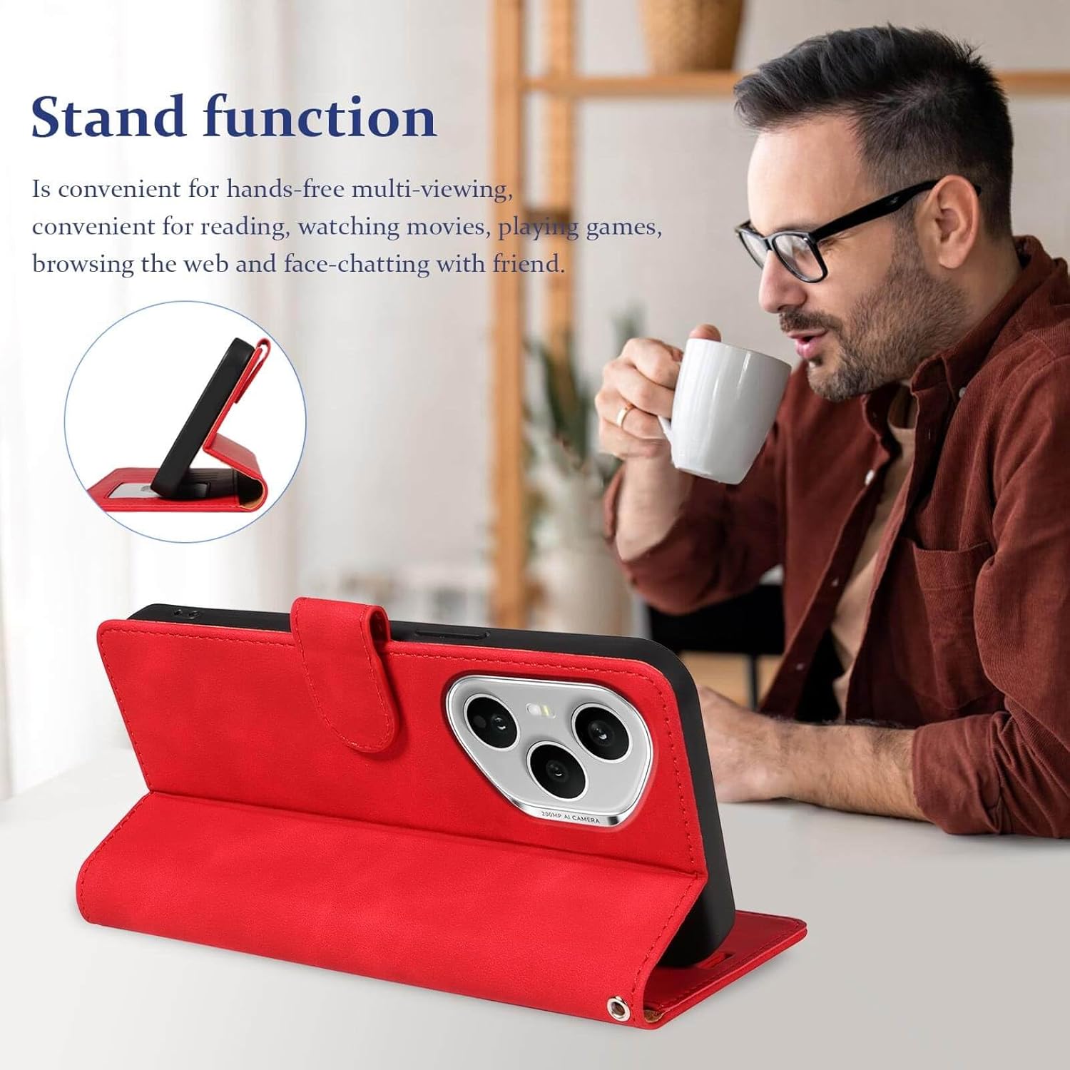 Thumbnail 3 de GOTOURED for Honor 400 Pro Case Wallet with RFID Blocking in Red