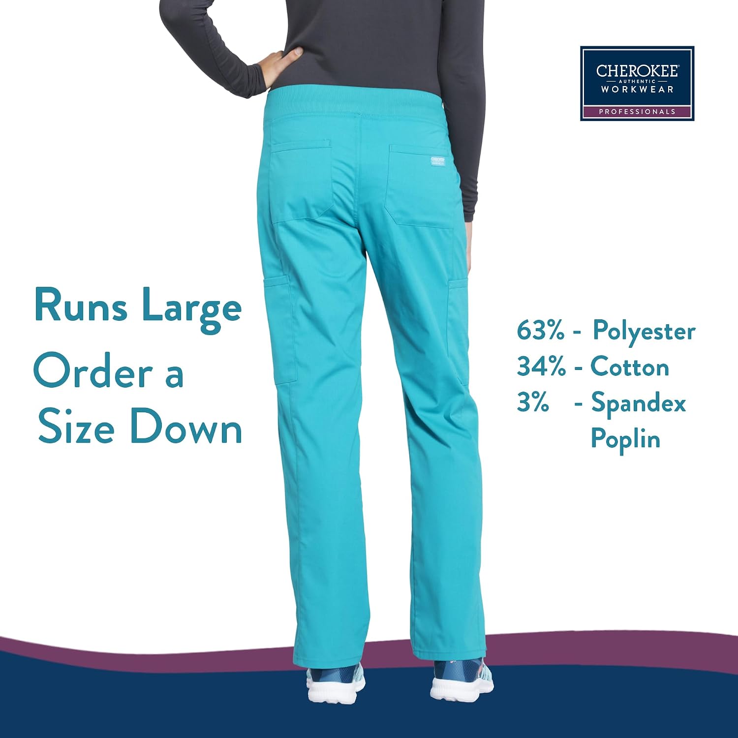 Thumbnail 2 de Cherokee WW170T Women's Scrub Pants, 2-Way Stretch, Six Pockets