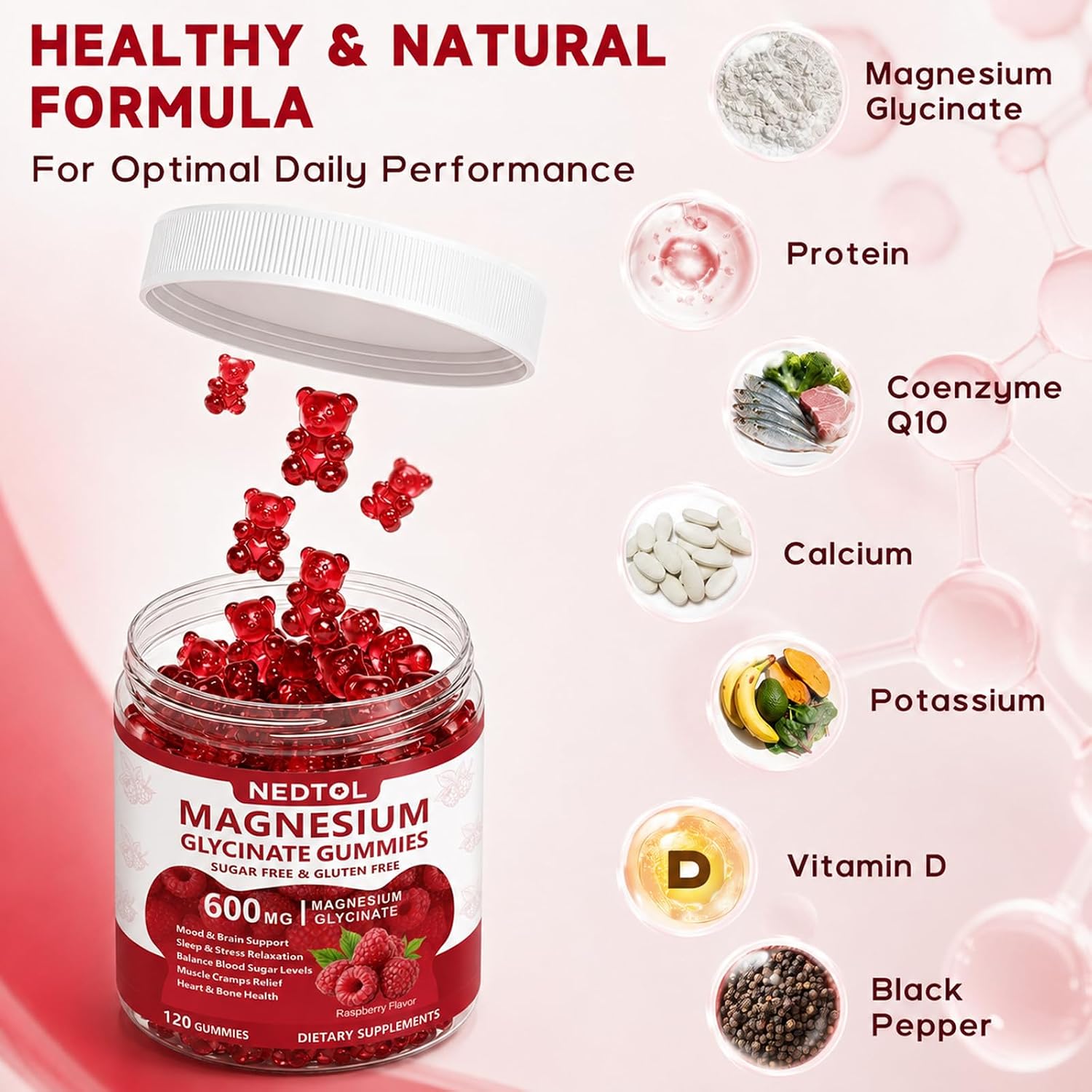 Detalle de Nedtol Magnesium Glycinate Gummies 600 mg