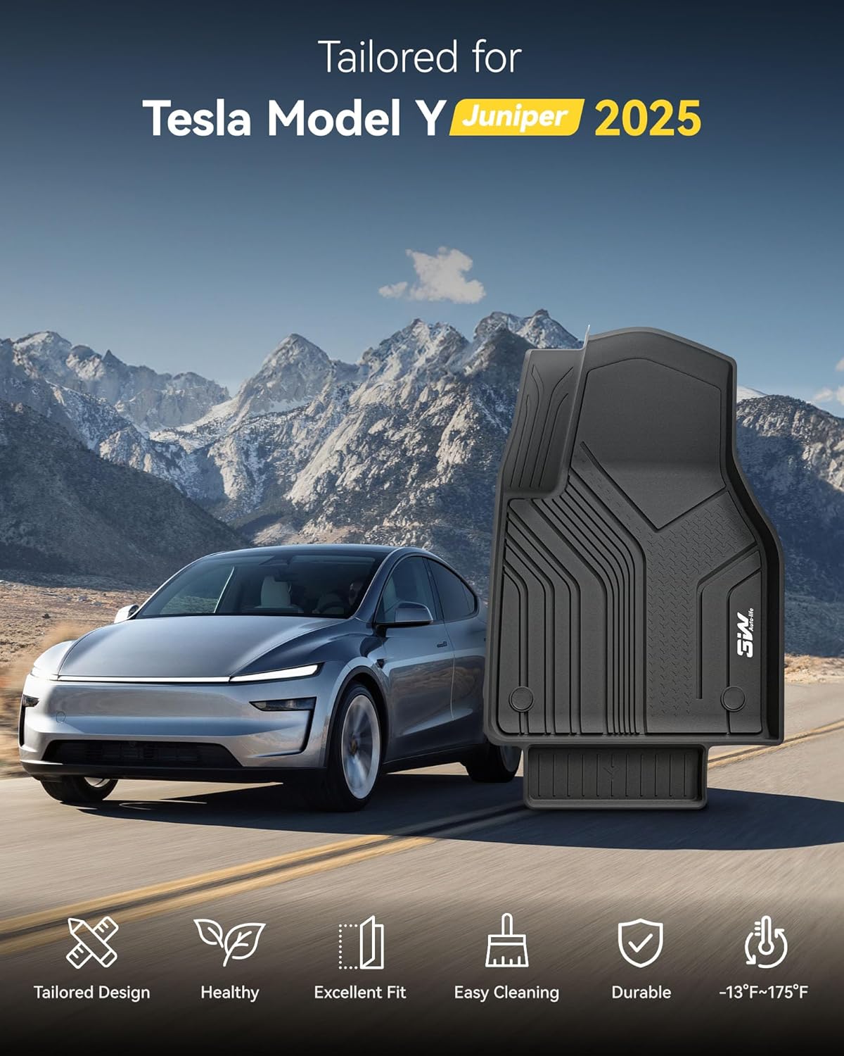 Thumbnail 1 de 3W [RHD] 7Pcs Floor Mats and Boot Liner for Tesla Model Y Juniper Premium Performance (2025–2026) – Thorex All Weather