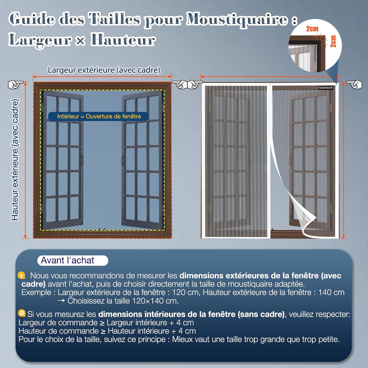 Thumbnail 3 de SAILIMAY Moustiquaire Fenêtre Magnétique 150x150 cm – fermeture automatique, sans perçage, blanc