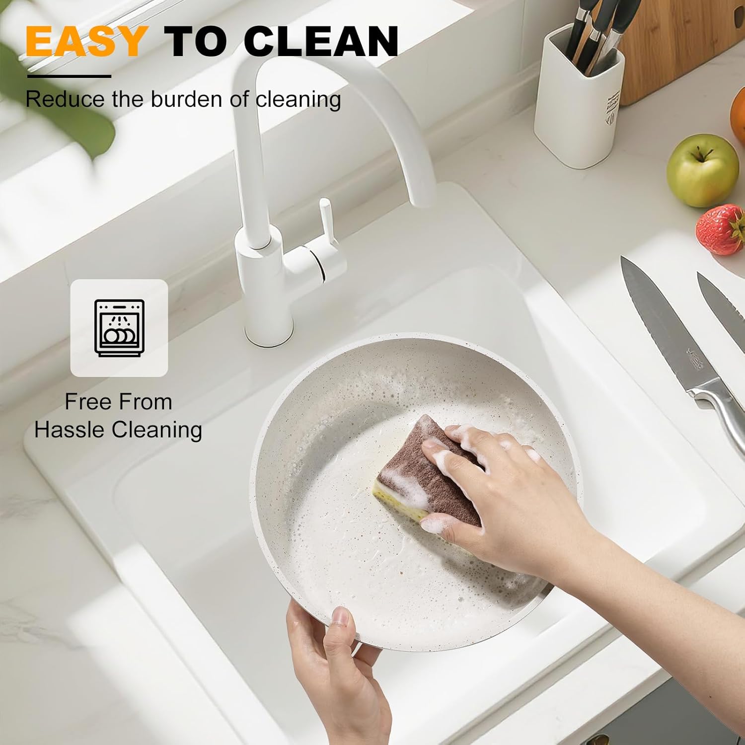 Thumbnail 3 de Tibbicc 20-Piece Ceramic Nonstick Pots and Pans Set with Detachable Handle (White)