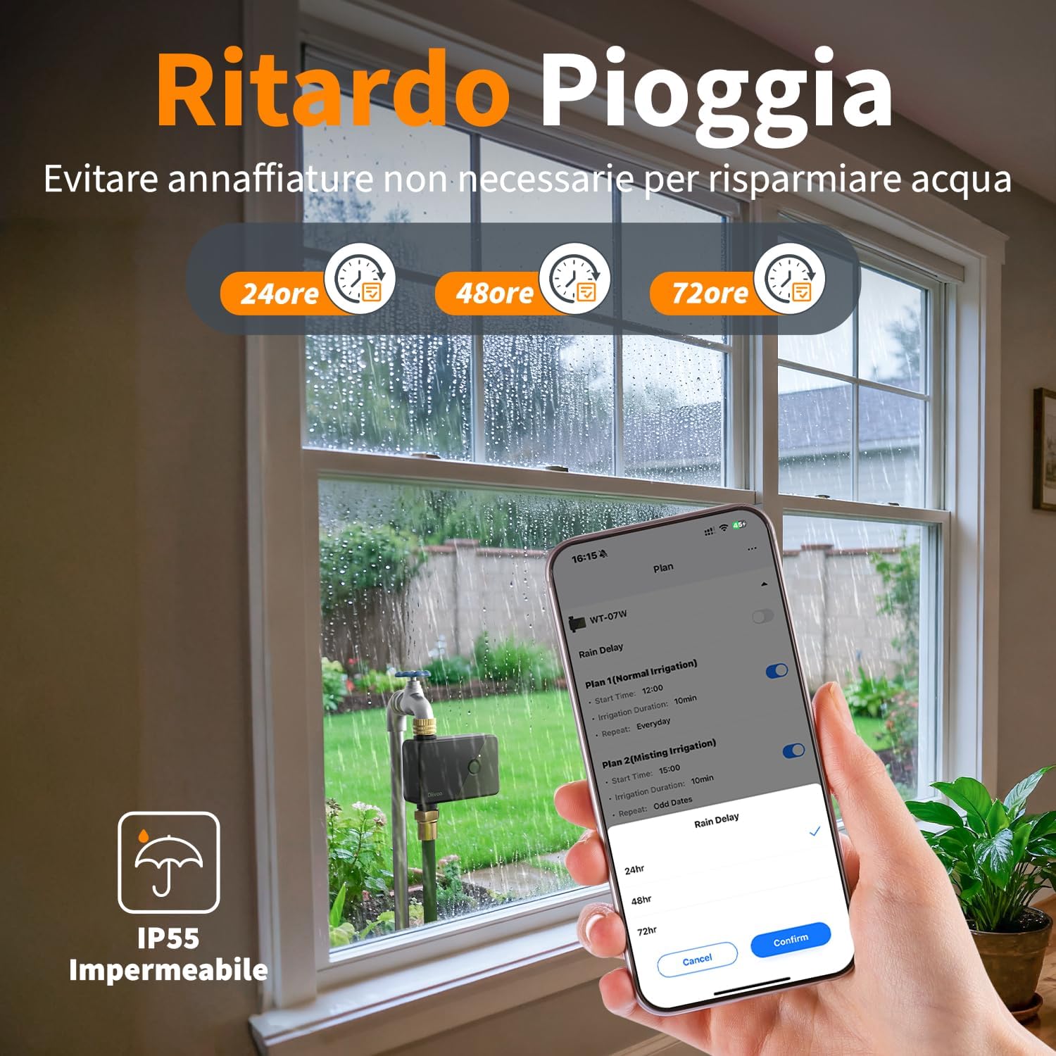 Thumbnail 4 de Diivoo Centralina Irrigazione WiFi con Ingresso/Uscita in Ottone – Controllo vocale e programmazione per Giardino