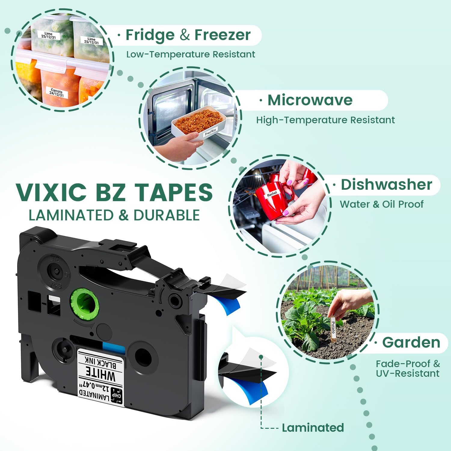 Detalle 2 de Vixic D210S Label Maker with 4 Laminated Tapes, QWERTY Keyboard and USB-C