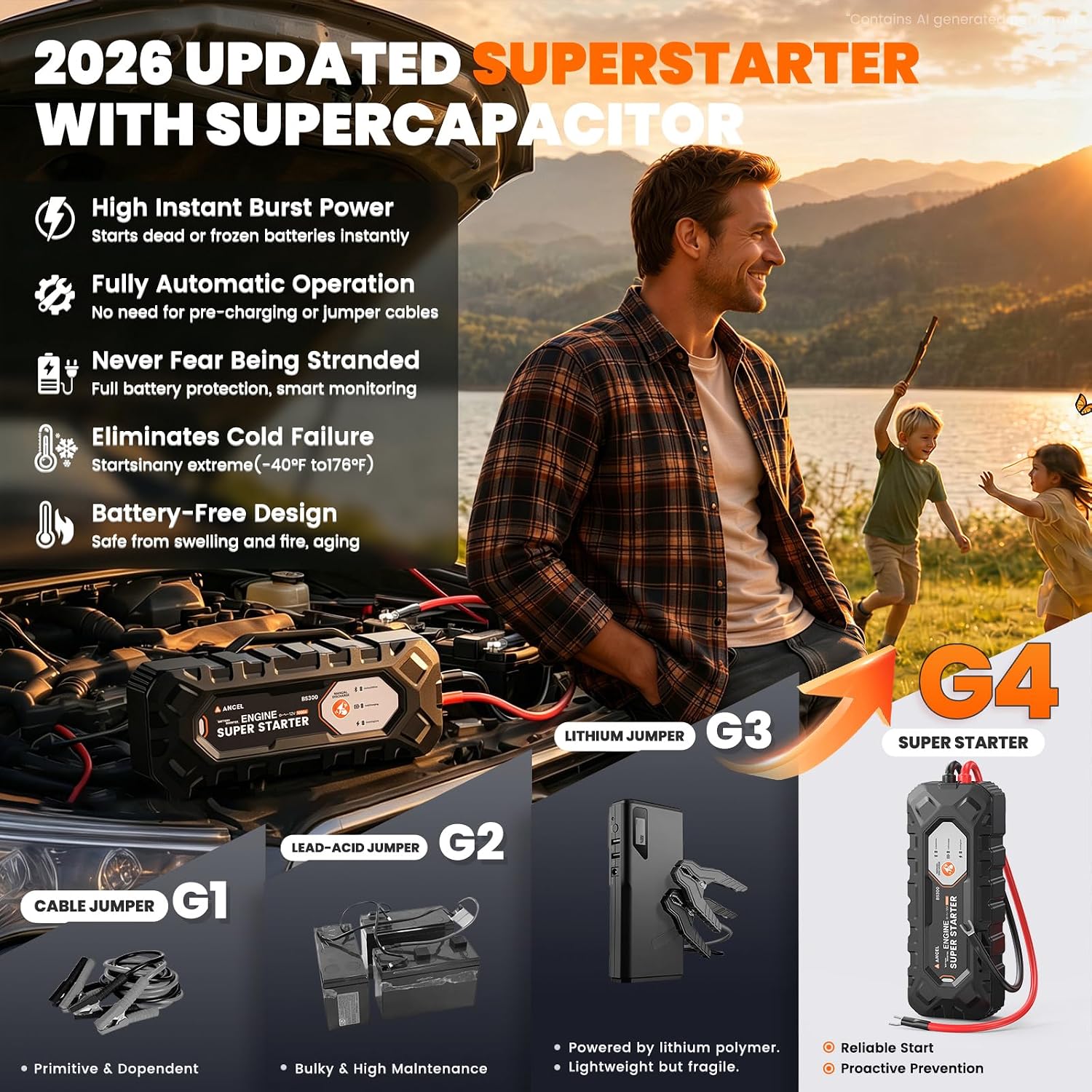 Thumbnail 1 de ANCEL BS300 Super Starter: Permanently Connected Jump Starter with Smart Health Monitoring