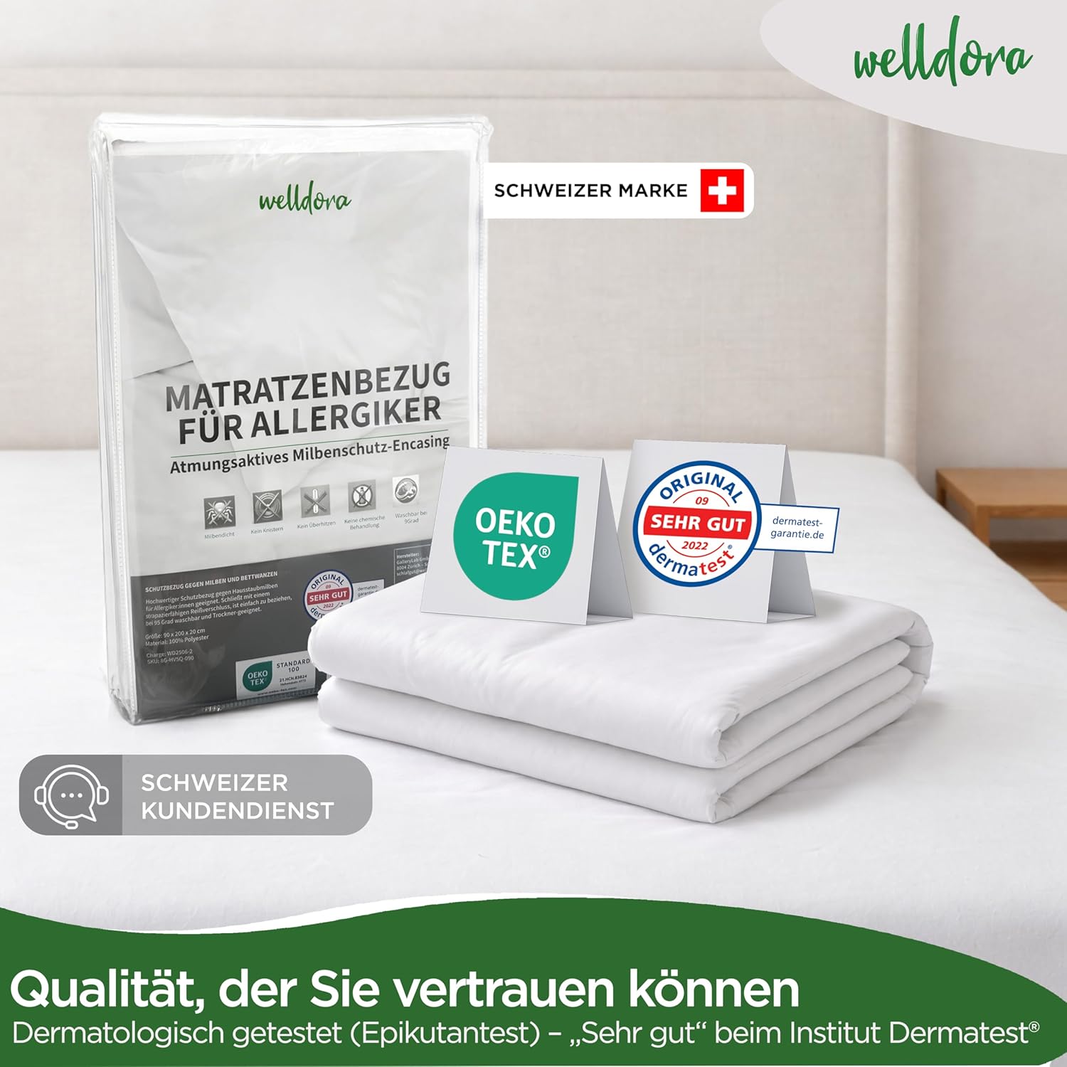 Thumbnail 6 de Welldora Premium Milbenbezug Matratzen 200x200x8 Topper – fachärztlich getestet, allergikerfreundlich